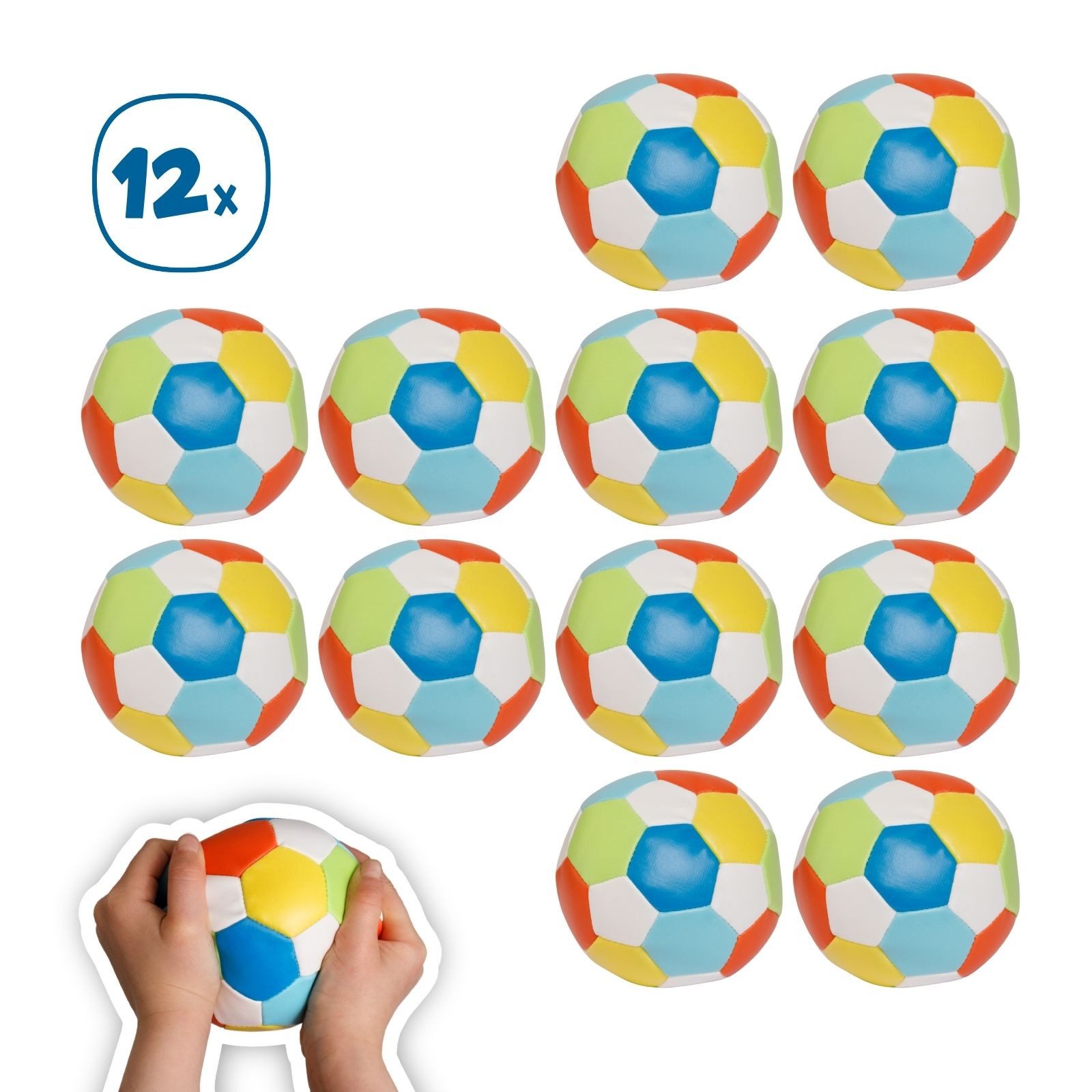 alldoro Softball klein Ø 10 cm, 12 Soft-Fußbälle bunt für Kinder ab 0 Jahre, 12 Kinderbälle, extra weich & leicht, Ballspiele für drinnen & draußen