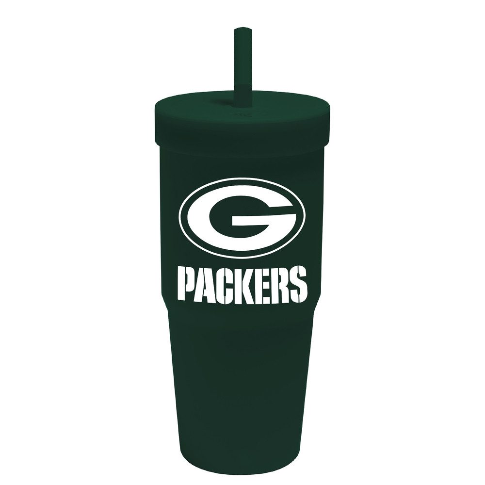 Green Bay Packers Glas Green Bay Packers Silicon Glass W/Straw & Lid
