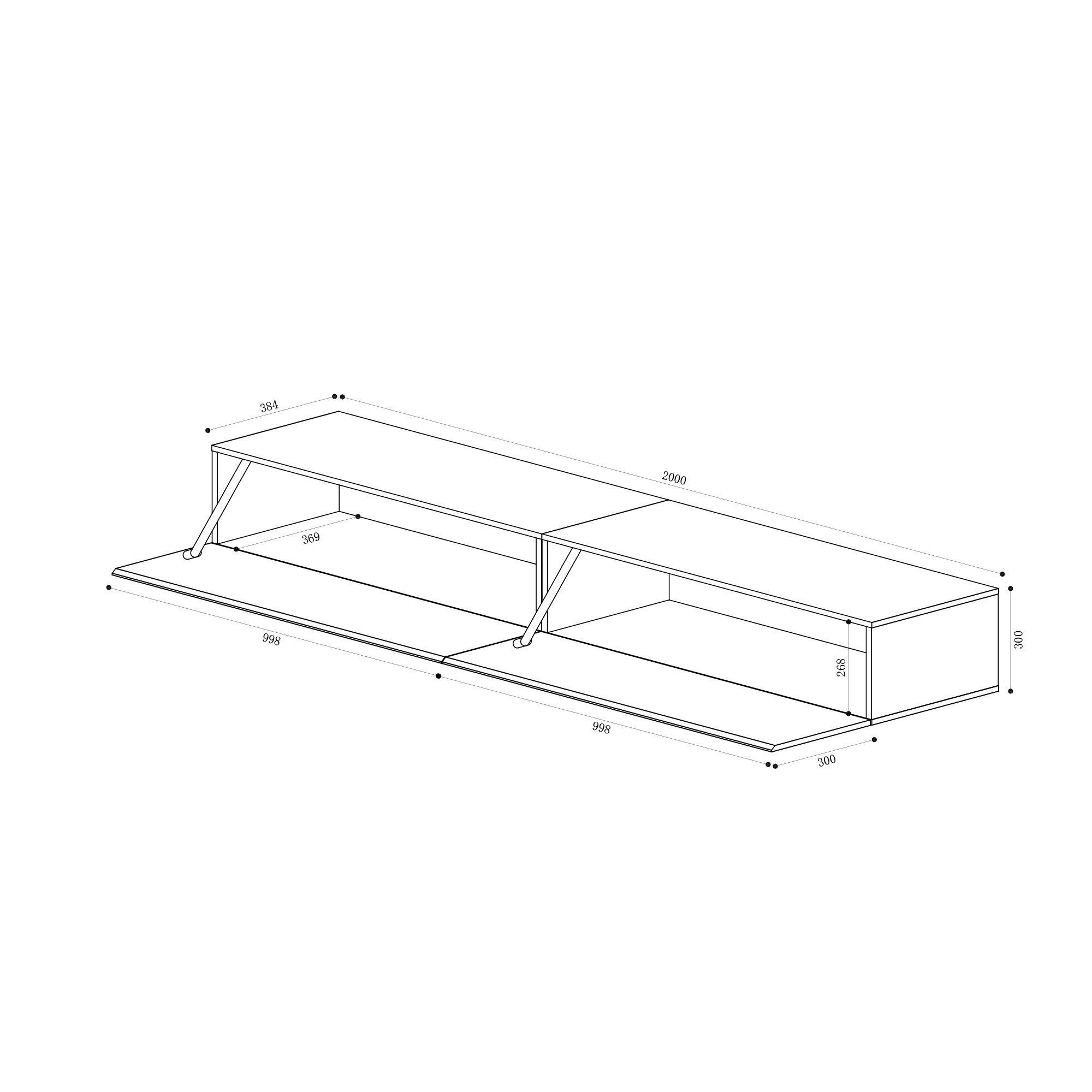 doporro TV-Board TV-schrank Fernsehschrank Low-Board TV-Tisch Wand-hängend F02