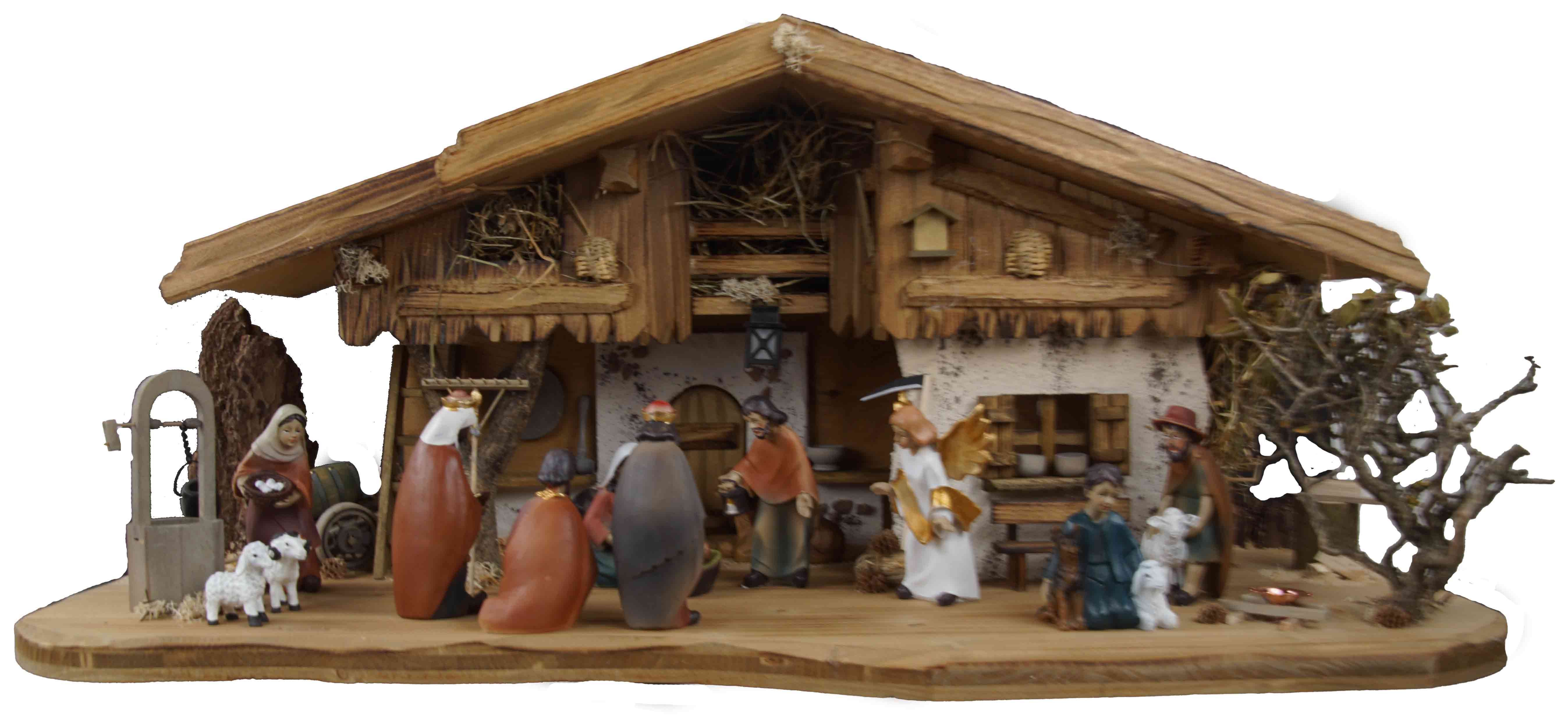 Krippenursel Krippe Weihnachtskrippe Thun inkl. 17-tlg. Figurensatz ETA 1 (1-tlg), Handbemalte Figuren