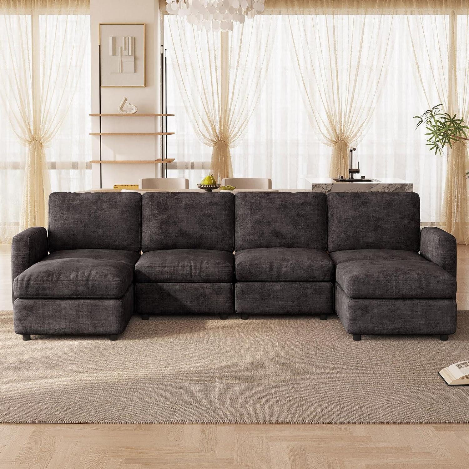 LuxusKollektion Ottomane Samtsofa Module Stauraumhocker Fußhocker 6-sitzer 4-sitzer 2 Hocker