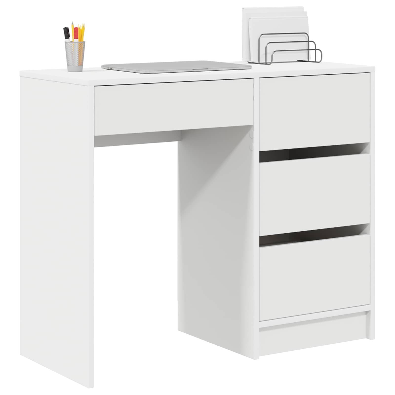 vidaXL Schreibtisch Schreibtisch Weiß Holzwerkstoff 90 x 37,5 x 75 cm (1-St)