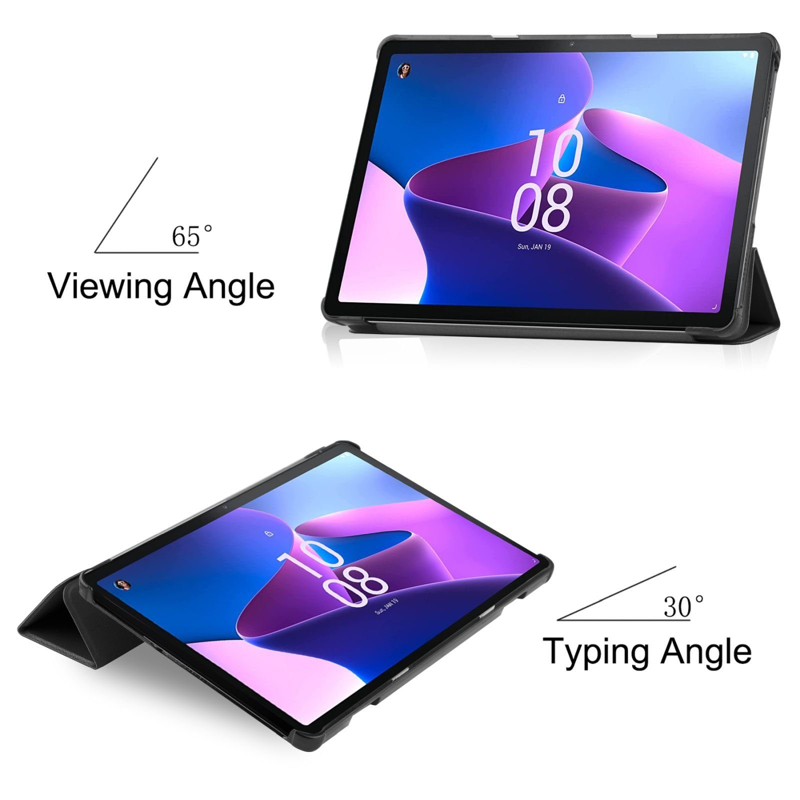 Lobwerk Tablet-Hülle Schutzhülle für Lenovo M10 3rd Gen 2022 10.1 Zoll, Wake & Sleep Funktion, Sturzdämpfung, Aufstellfunktion