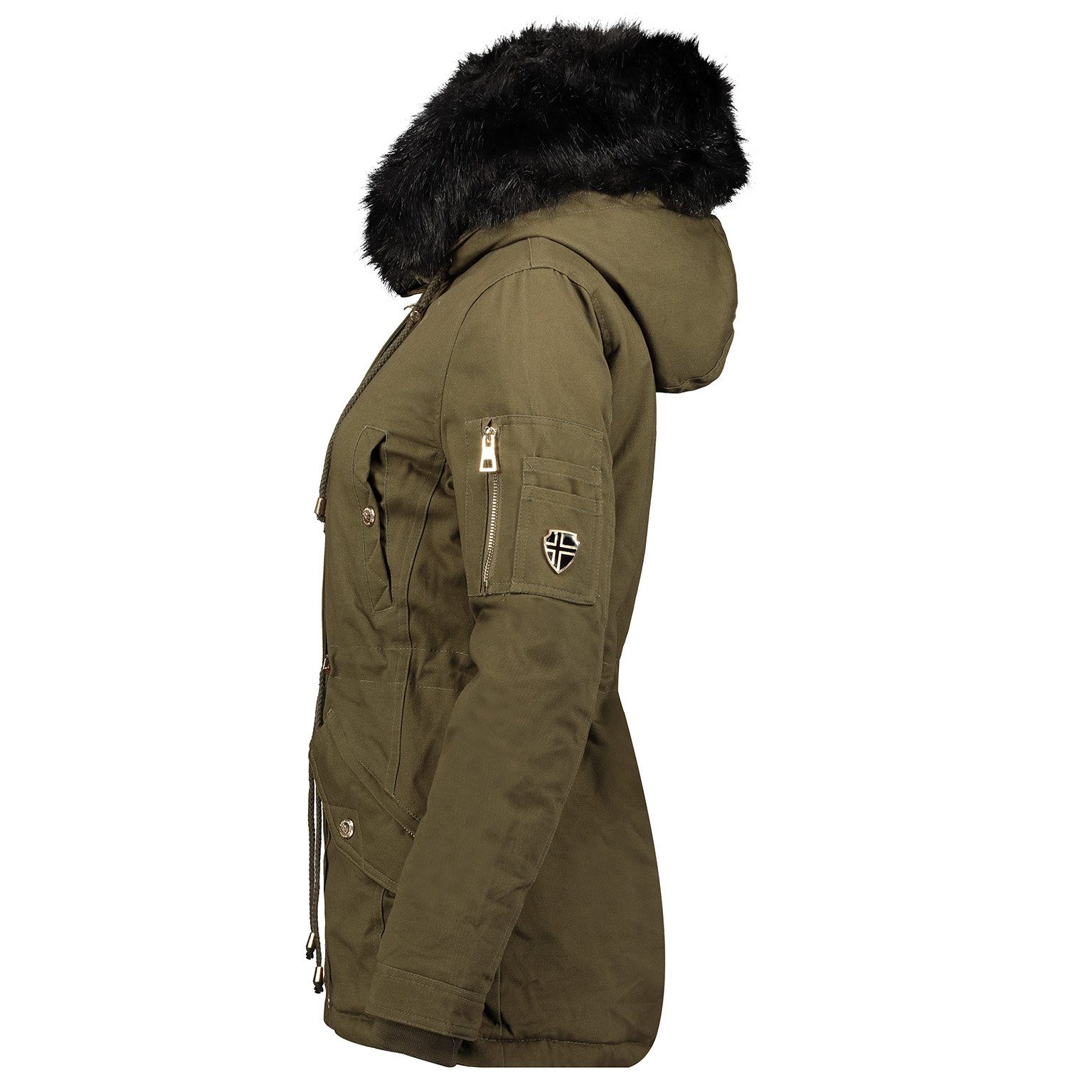 Geographical Norway Winterjacke Damen Outdoor Jacke in Unifarbe, mit abnehmbarer Kapuze