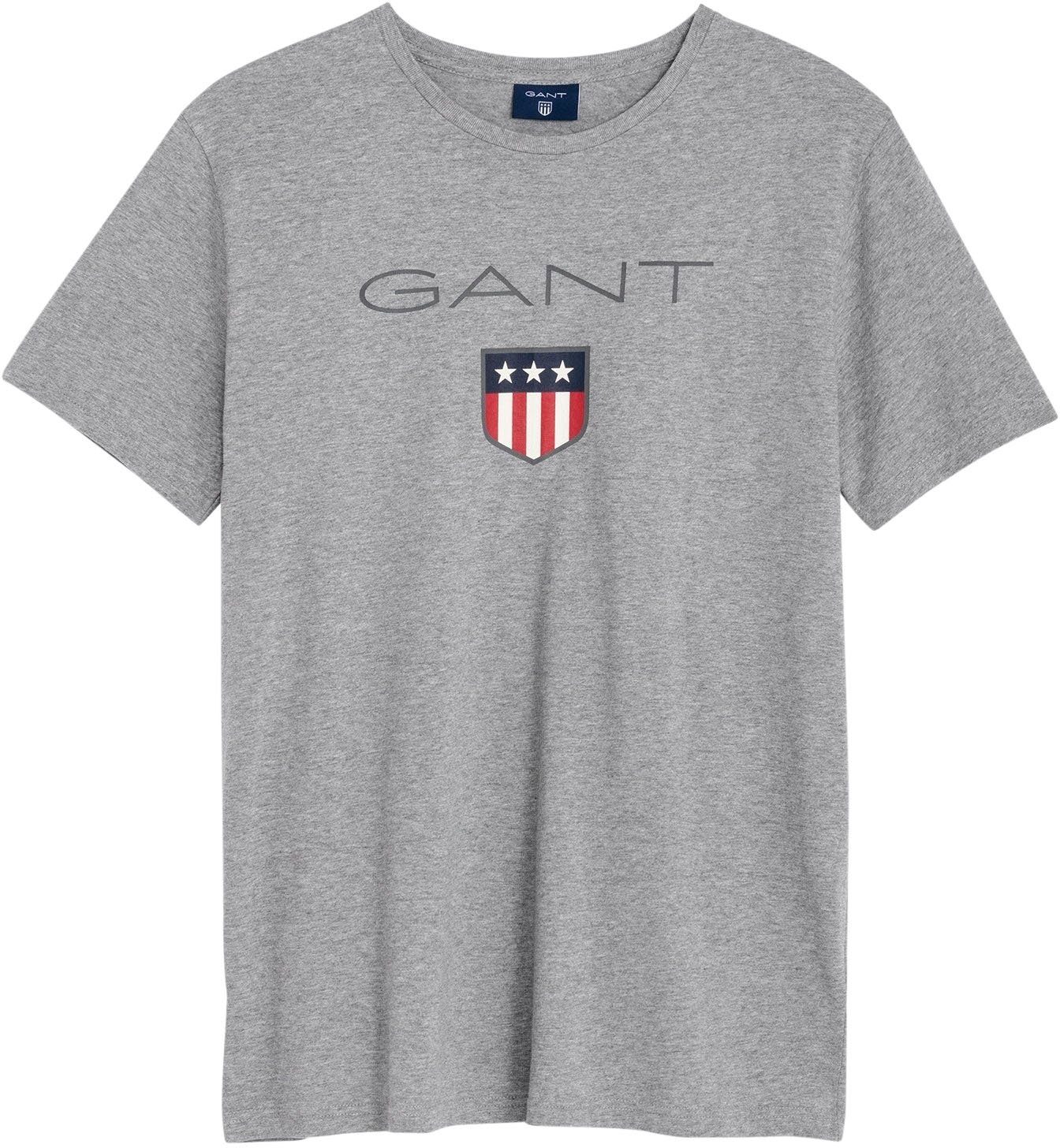SHIELD T-Shirt Gant melange grey Markendruck Großer