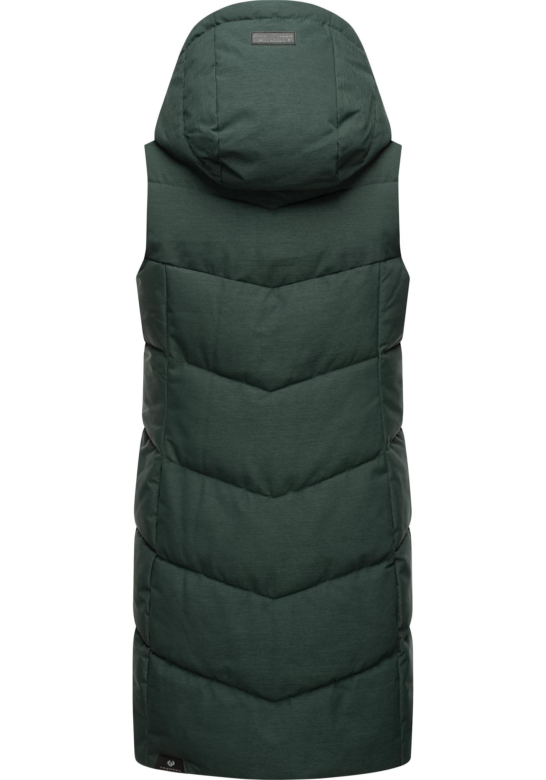 Ragwear Steppweste Pavla Vest stylische Winterweste mit Teddyfutter und Kapuze