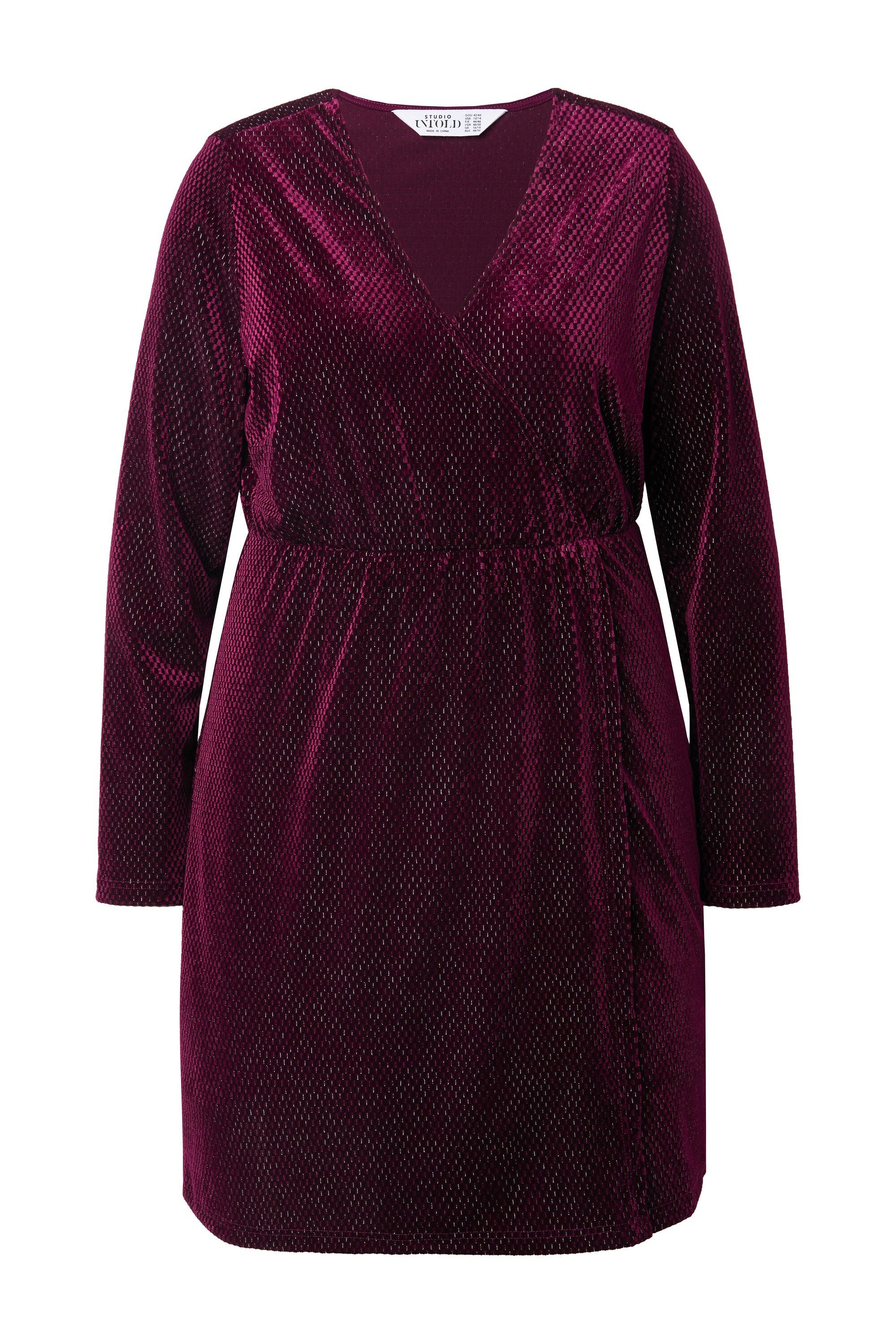 Studio Untold Minikleid Samtkleid A-Line Glitzereffekt Wickeloptik Langarm günstig online kaufen