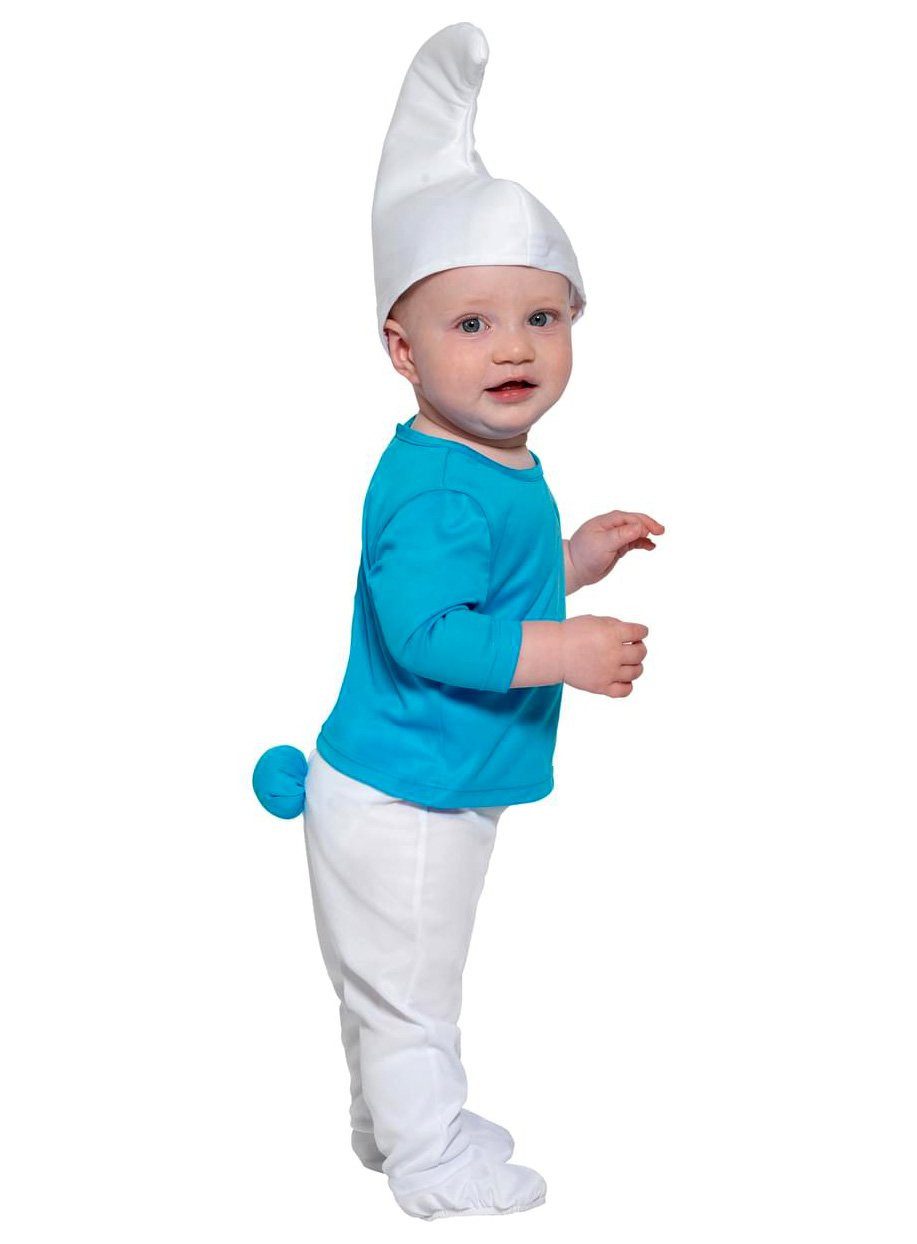 Funidelia Kostüm Die Schlümpfe – Schlumpf Kostüm für Babys, Der Exportschlager aus Schlumpfhausen: hellblaues Kostüm mit Zipfelm
