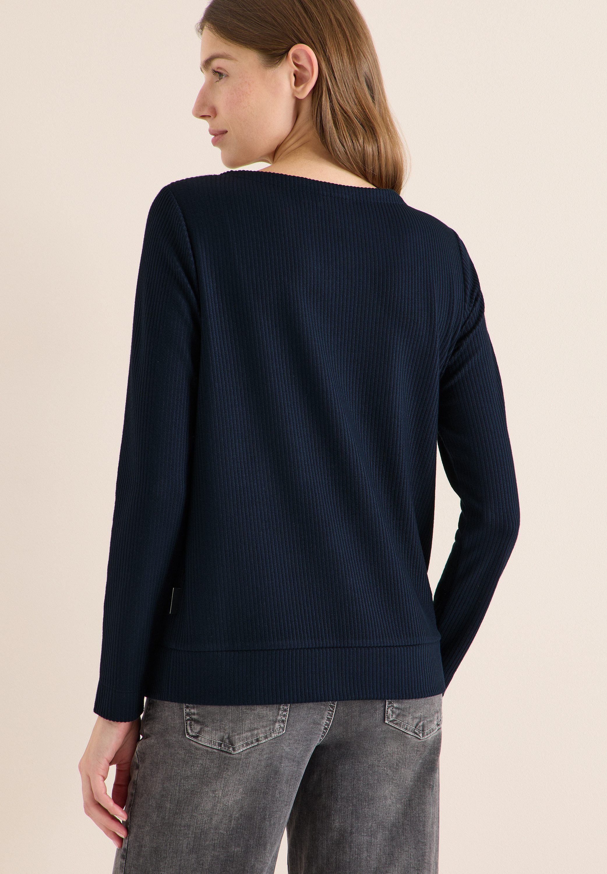 CECIL Langarmshirt mit vertikaler Struktur und Viskose