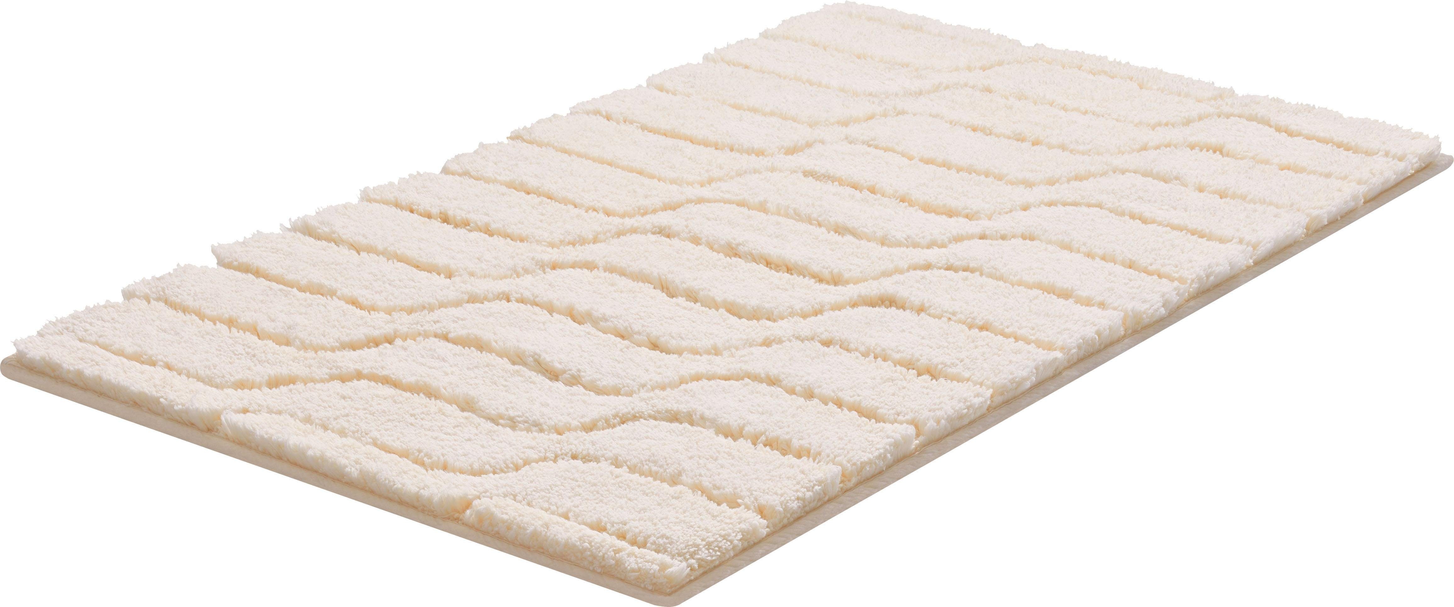 Grund Badematte Vogue, Höhe 24 mm, rutschhemmend beschichtet, fußbodenheizungsgeeignet, Baumwolle, quadratisch, dichter Flor, Hoch-Tief-Effekt, Wellen-Design