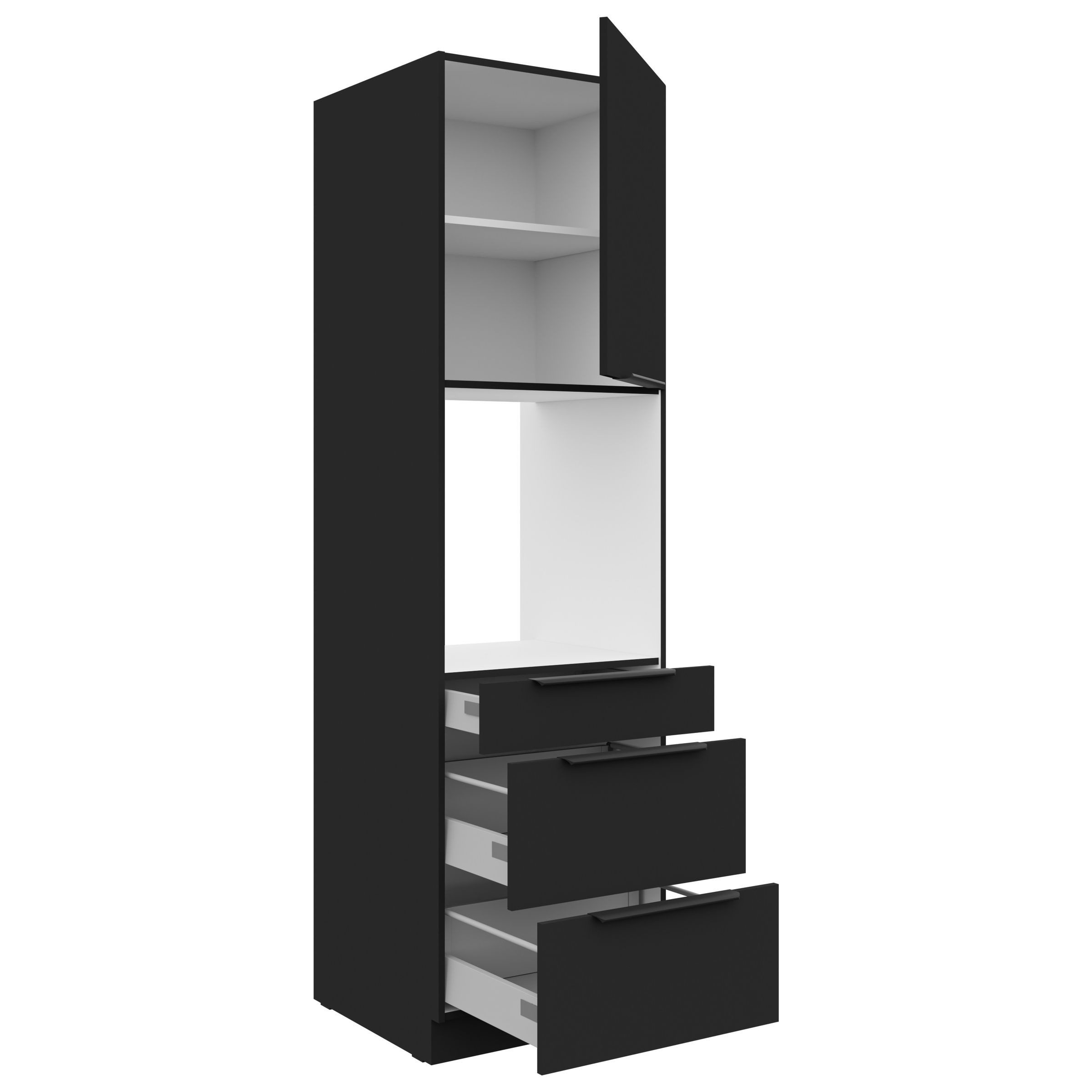 Küchen-Preisbombe Hochschrank 60 cm Küche SIENA Schwarz matt Küchenzeile Kü günstig online kaufen