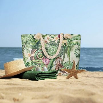 GMD Living Strandtasche ABHITA, mit hochwertigem Motiv: Mandala Dschungel, 630 denier