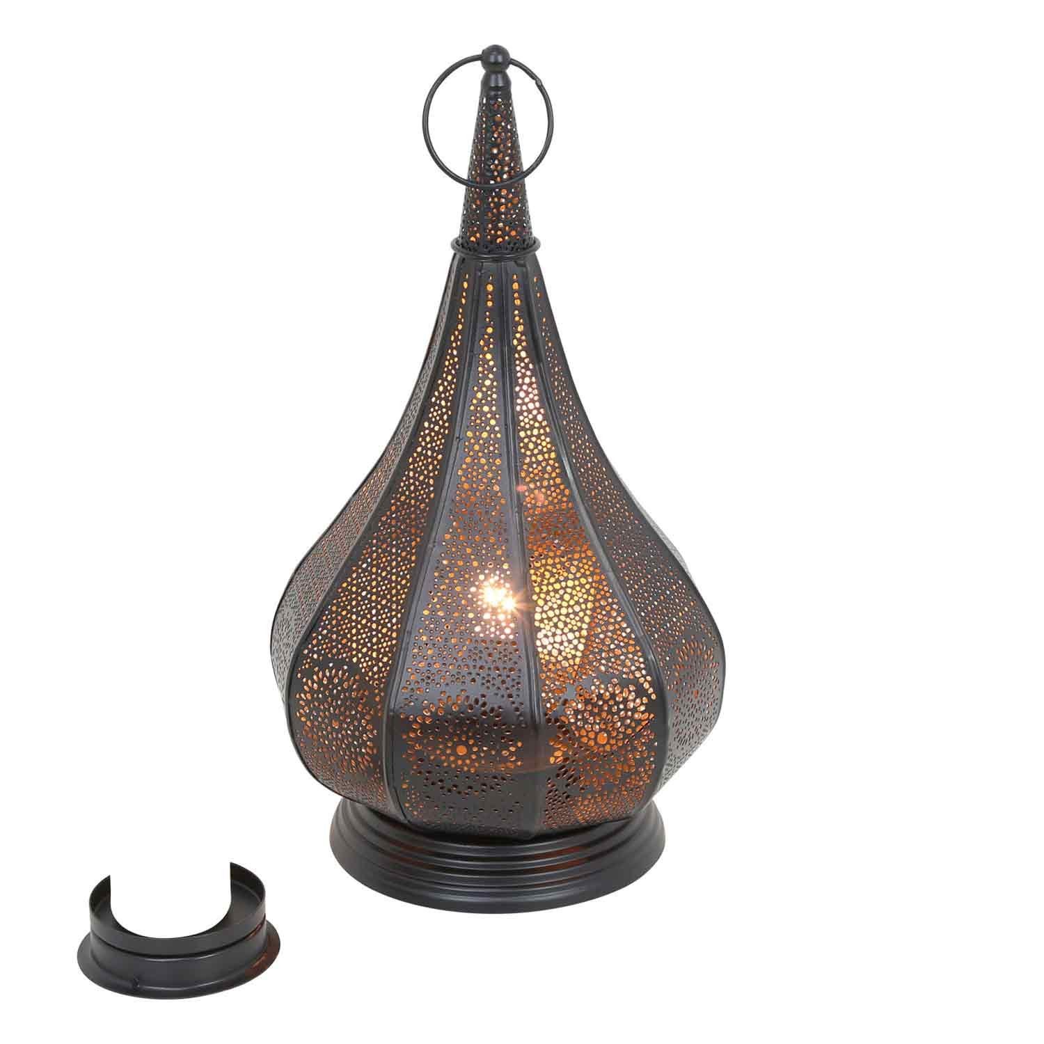 Casa Moro Tischleuchte Orientalische Lampe Monza Schwarz, für elektrisch & Kerzenbeleuchtung, ohne Leuchtmittel, schöne Tischlampe, IRL630