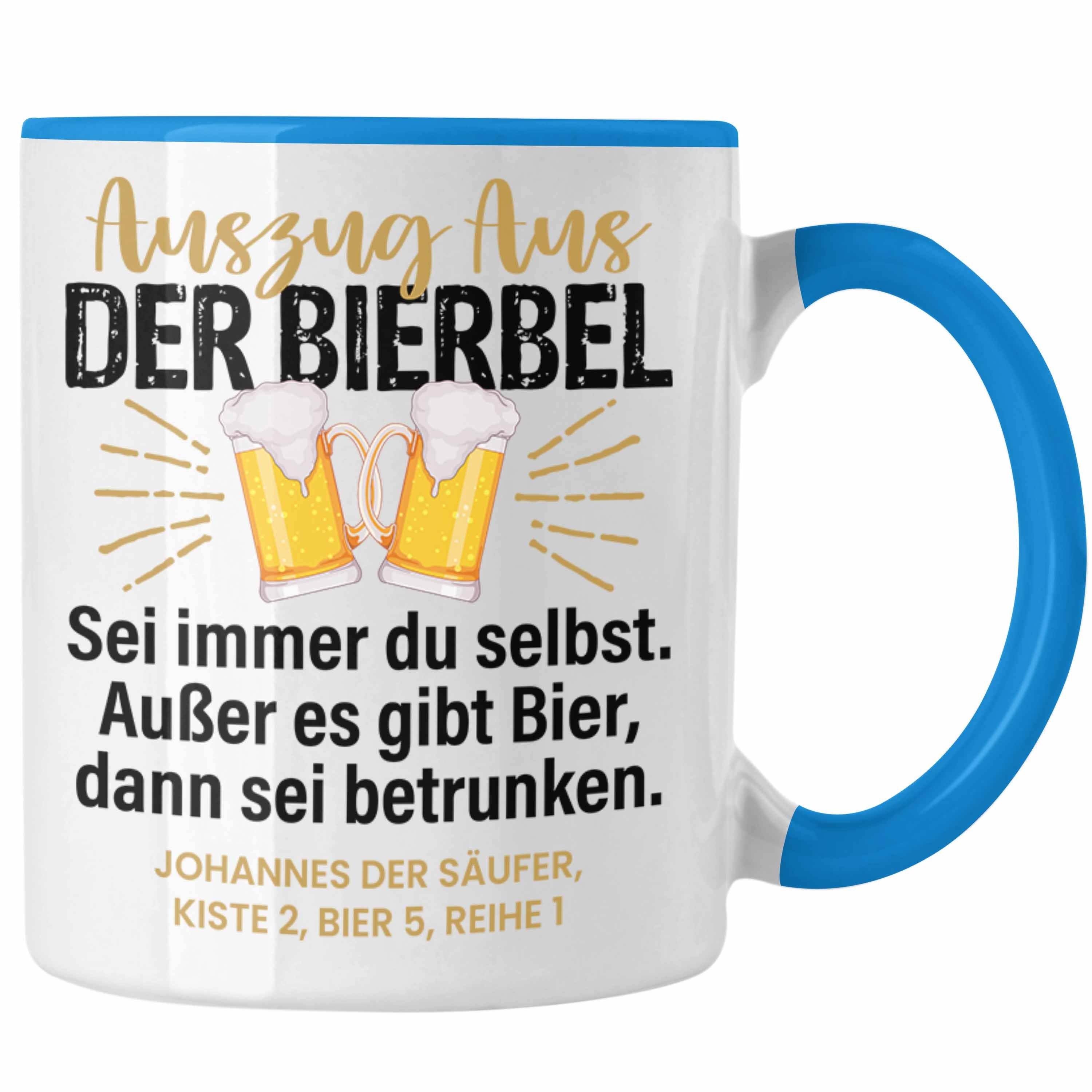 Trendation Tasse Bierbel Tasse Geschenk Humor Biertrinker Geschenkidee Lustiger Spruch Blau