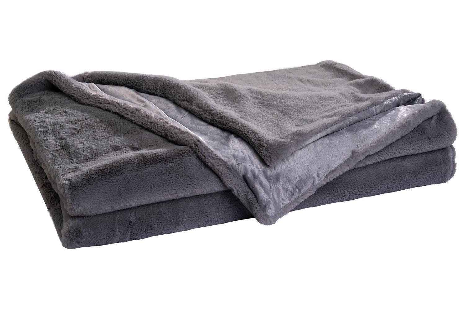 Wohndecke, 150 x 200 cm, Silbergrau, Polyester, Home4You, Waschbar bis 30 °C