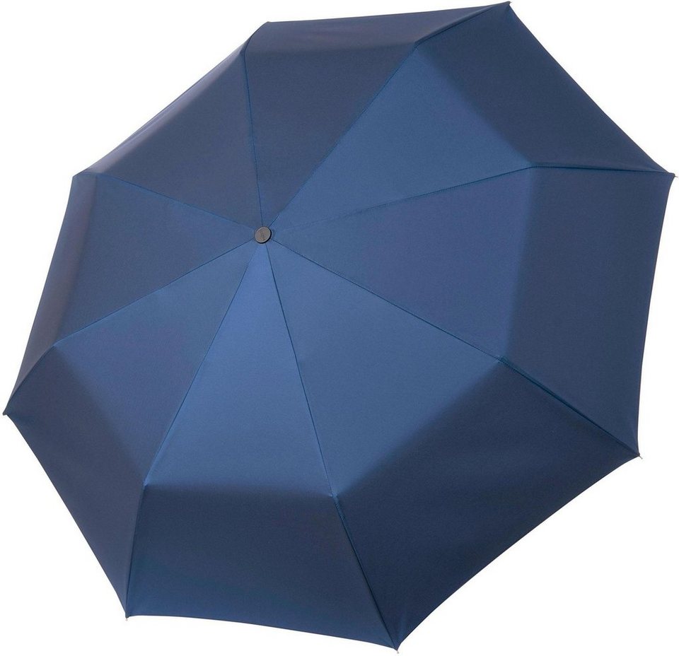 blau, Uni, handgemachter Oxford MANUFAKTUR doppler Manufaktur-Taschenschirm Taschenregenschirm