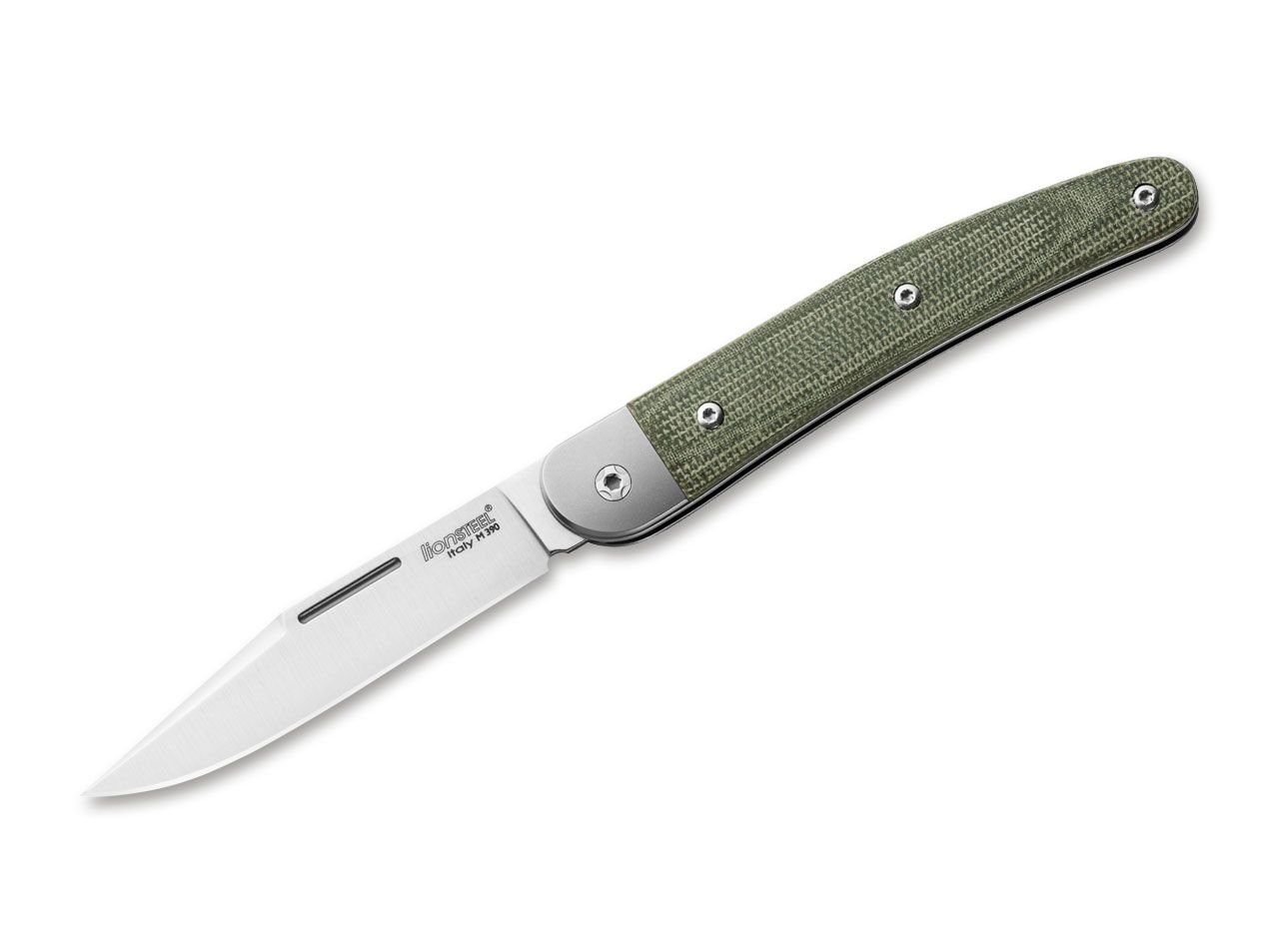 LionSteel Taschenmesser Jack One Micarta Green Slipjoint Klappmesser, Clippoint Klinge