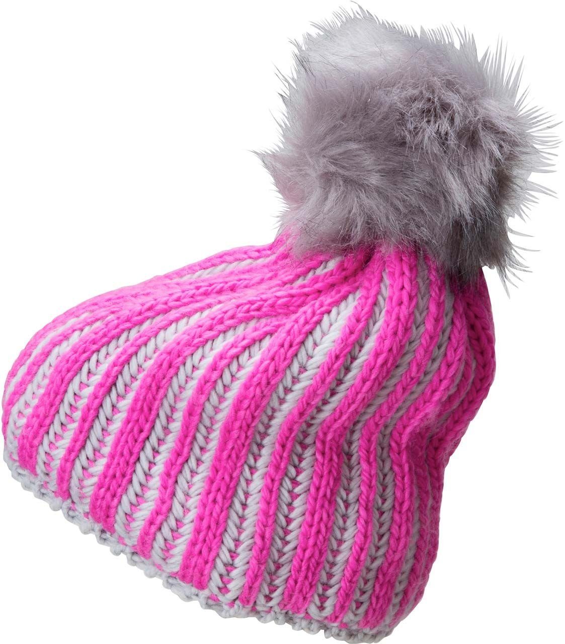 Myrtle Beach Strickmütze Damen Wintermütze für die kalte Jahreszeit MB7107 Innenseite mit Fleeceband pink/silver