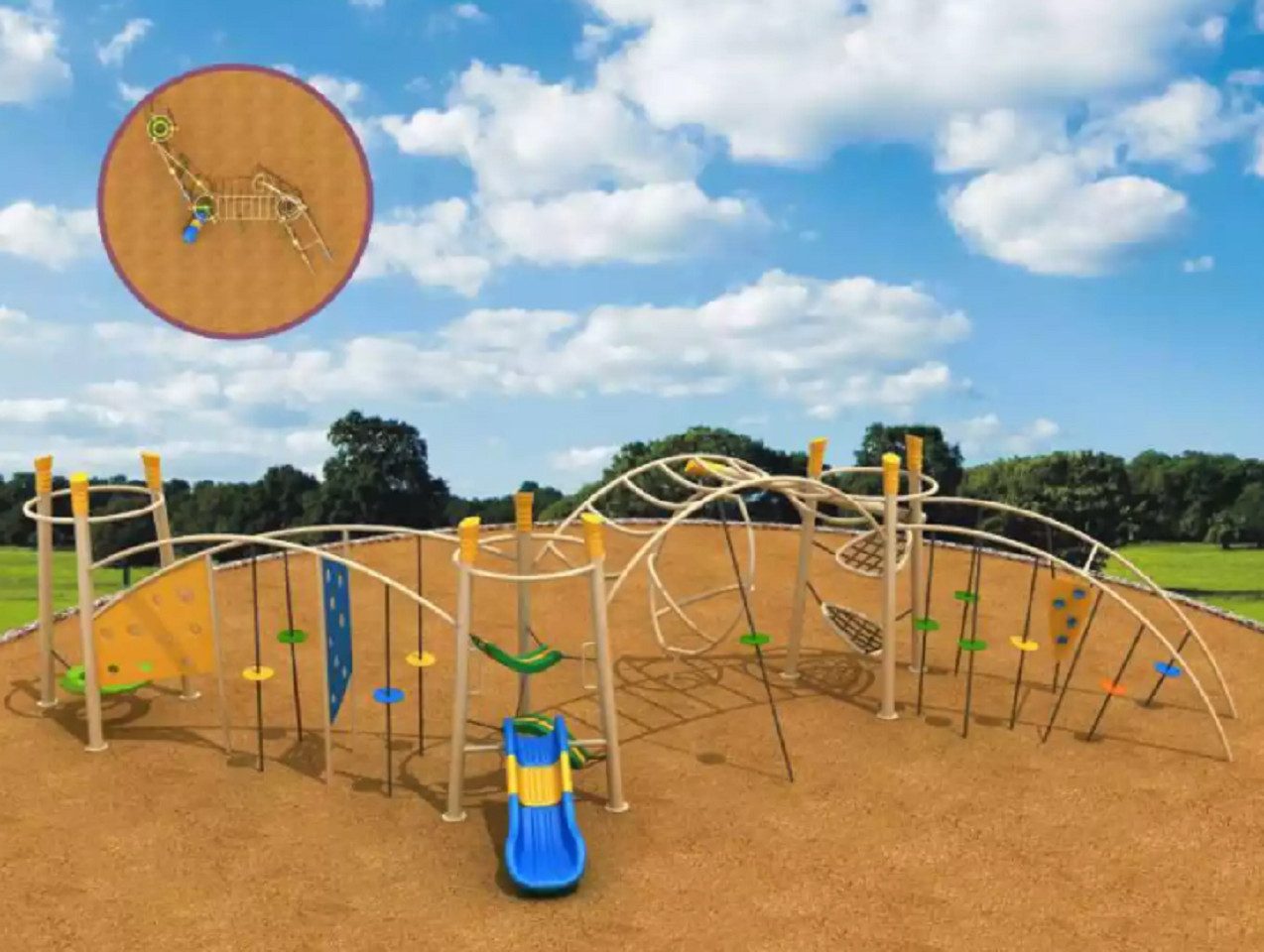 Klettergerüst Holzkletterturm mit Rutsche und Kletterelementen für Kinder