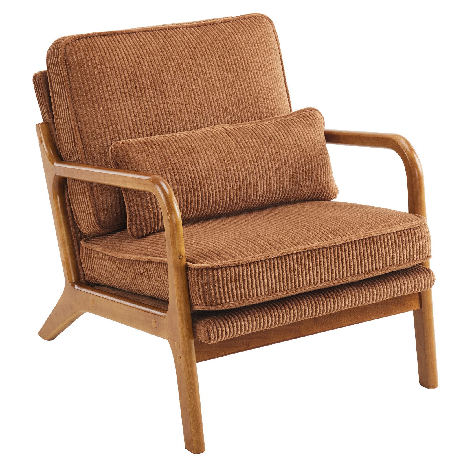VINGLI Cocktailsessel, Moderner loungesessel, Sessel mit Massivholz, Lesesessel, bis 200 kg belastbar, Cord-Stoff