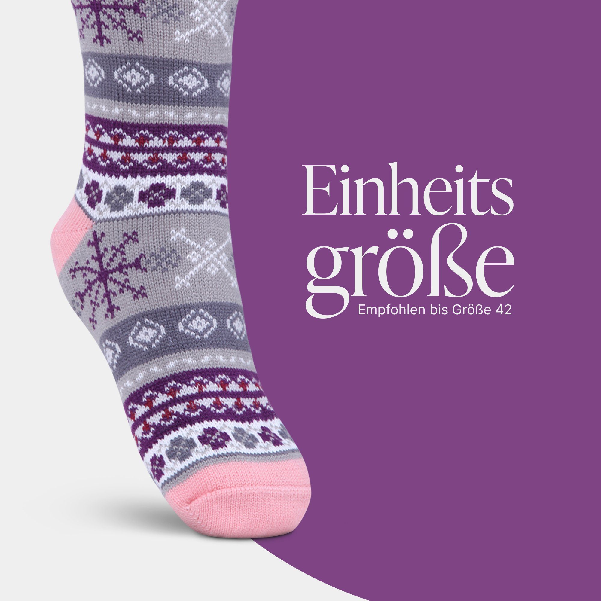 Bestlivings Kuschelsocken Haussocken "Norweger Schneeflocke" ABS Grau (1-Paar) Stoppersocken Norweger - / Hüttensocken Teddyfutter Socken