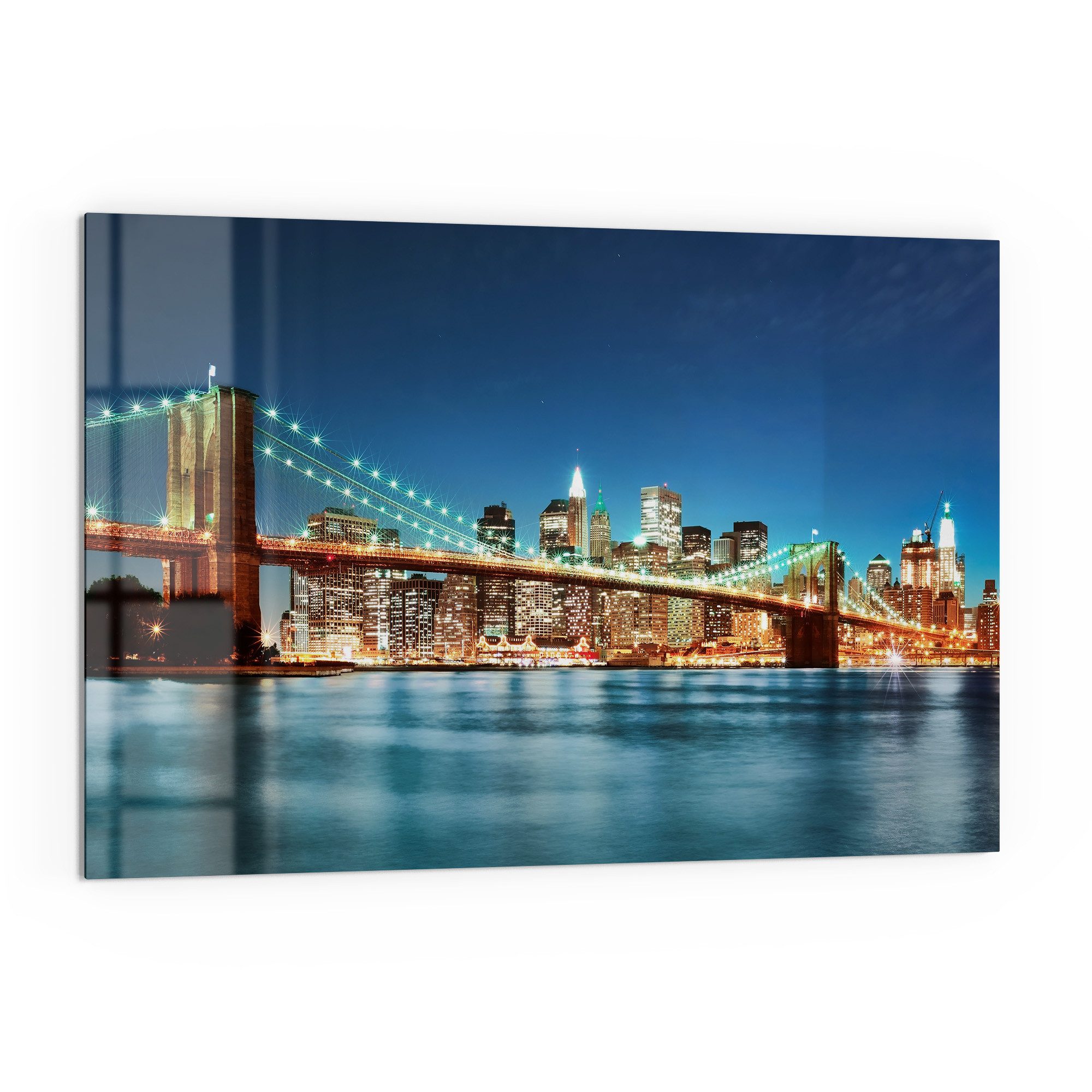 DEQORI Küchenrückwand 'Lichter von Brooklyn', Glas Spritzschutz Badrückwand Herdblende