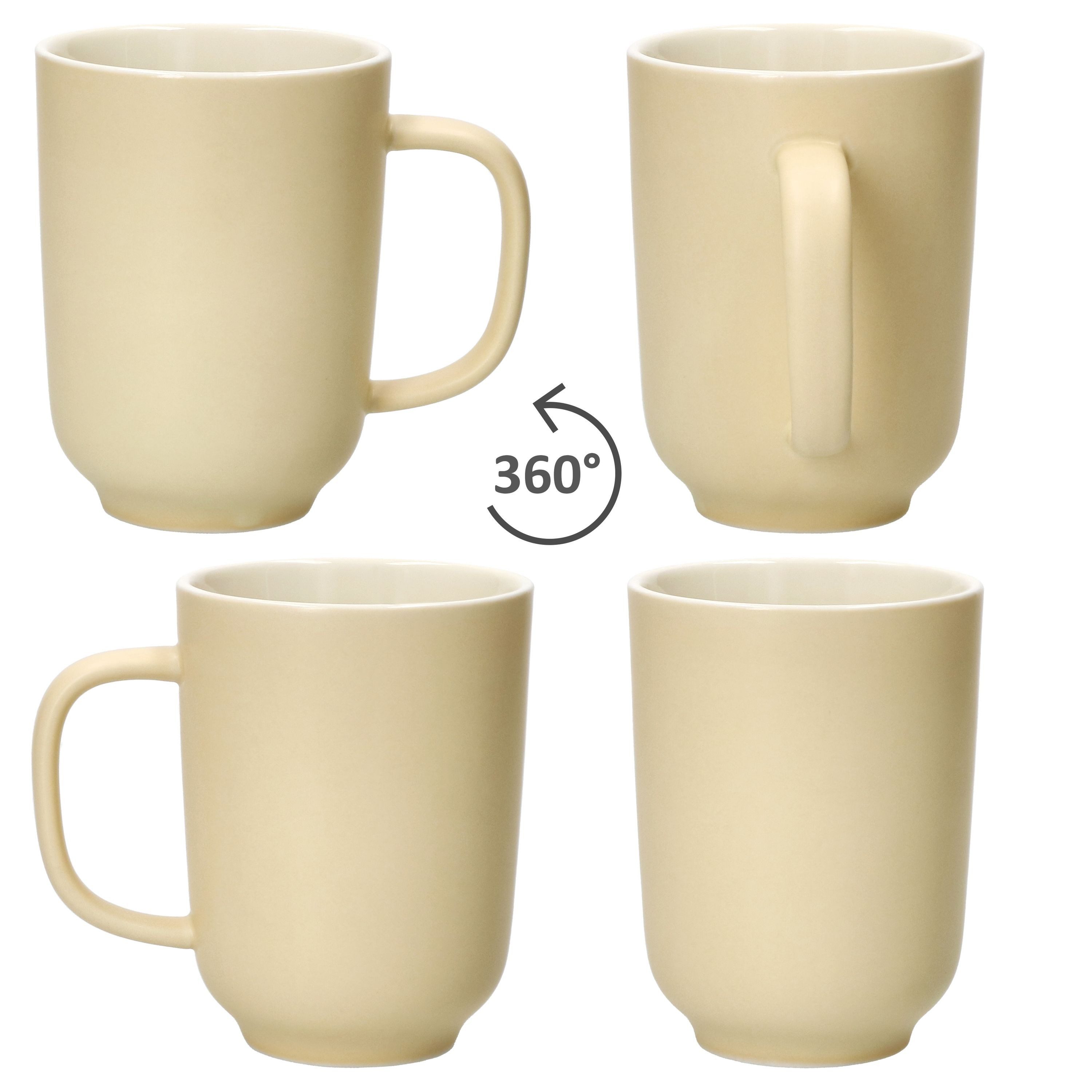 Ritzenhoff & Breker Becher Ritzenhoff 6x Jasper Kaffeebecher 250ml H10,4cm Vanille Tee-Tassen, Steingut