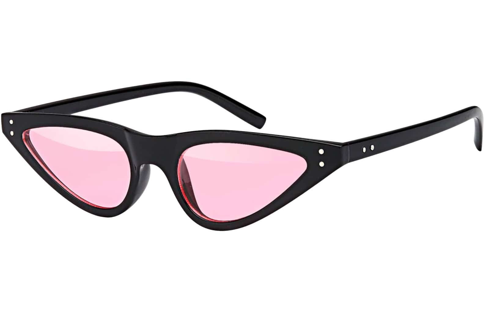 BEZLIT Eyewear Retrosonnenbrille Rundglas Designer Damen Sonnenbrille (1-St) mit blauen, grünen und rosa Linsen Schwarz-Pink