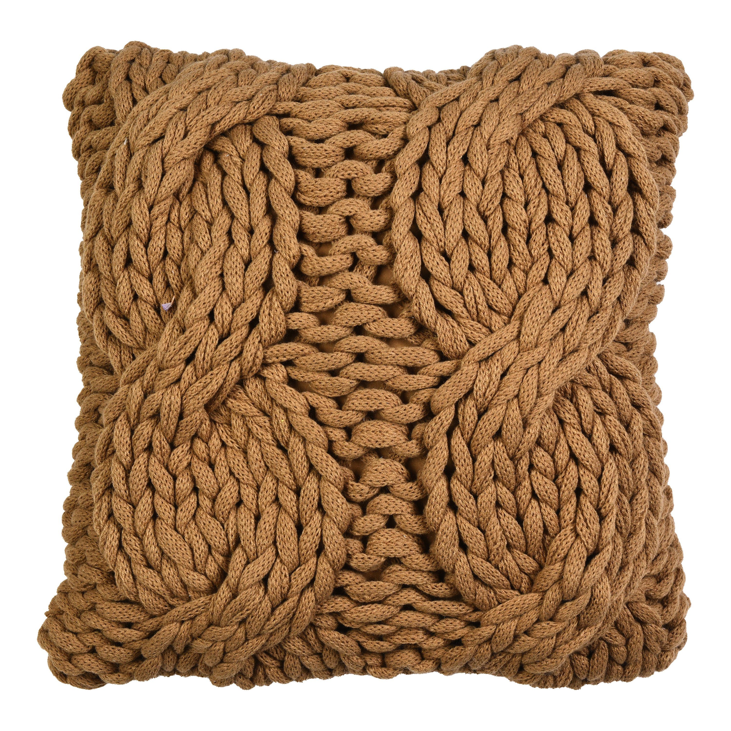 Kissenbezug Kissenhülle Knitted Braid, Depot, aus Polyacryl, Baumwolle, L 45 Zentimeter, B 45 Zentimeter Beige