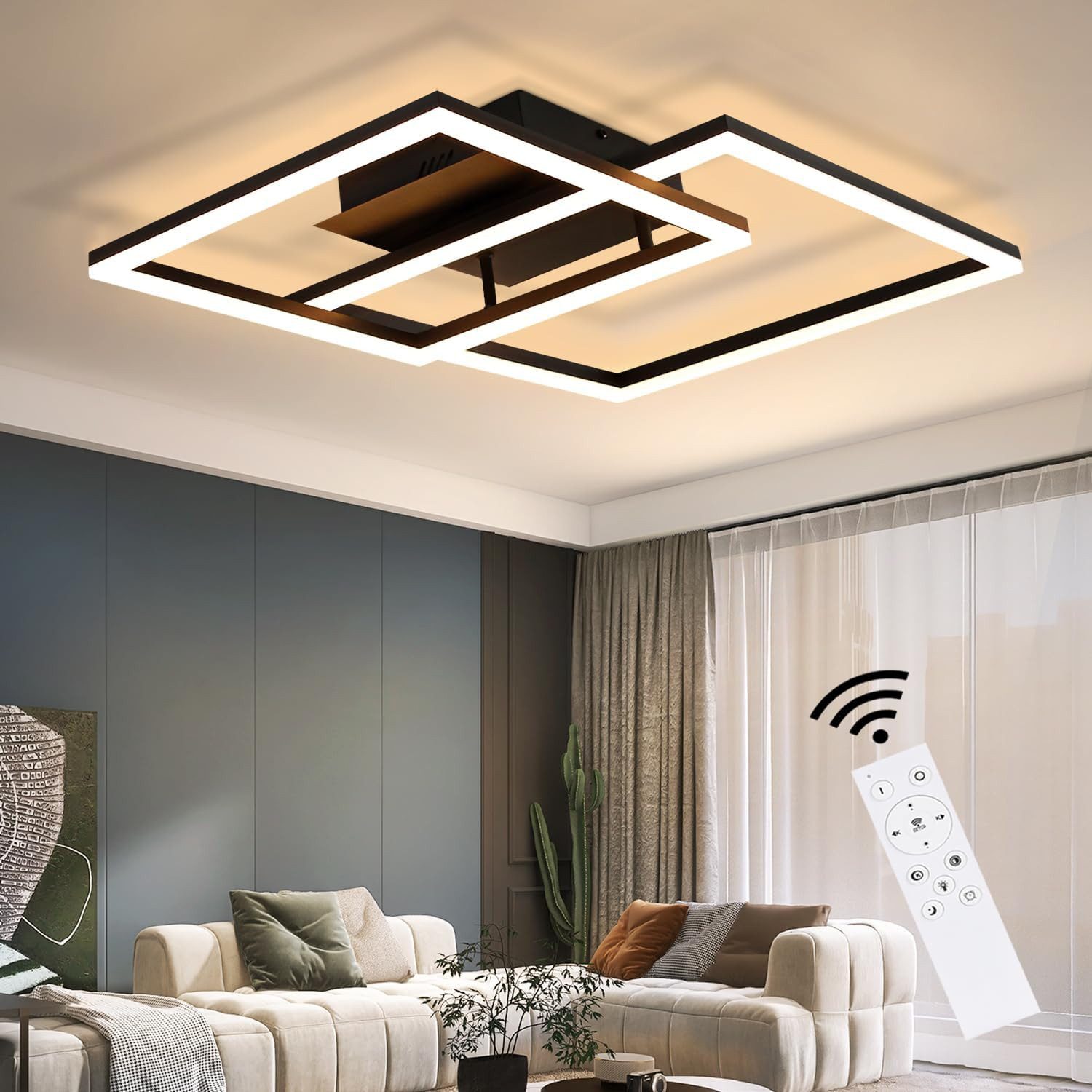 ZMH LED Deckenleuchte Modern Quadratischer Vieleck, dimmbar, LED fest integriert, Tageslichtweiß
