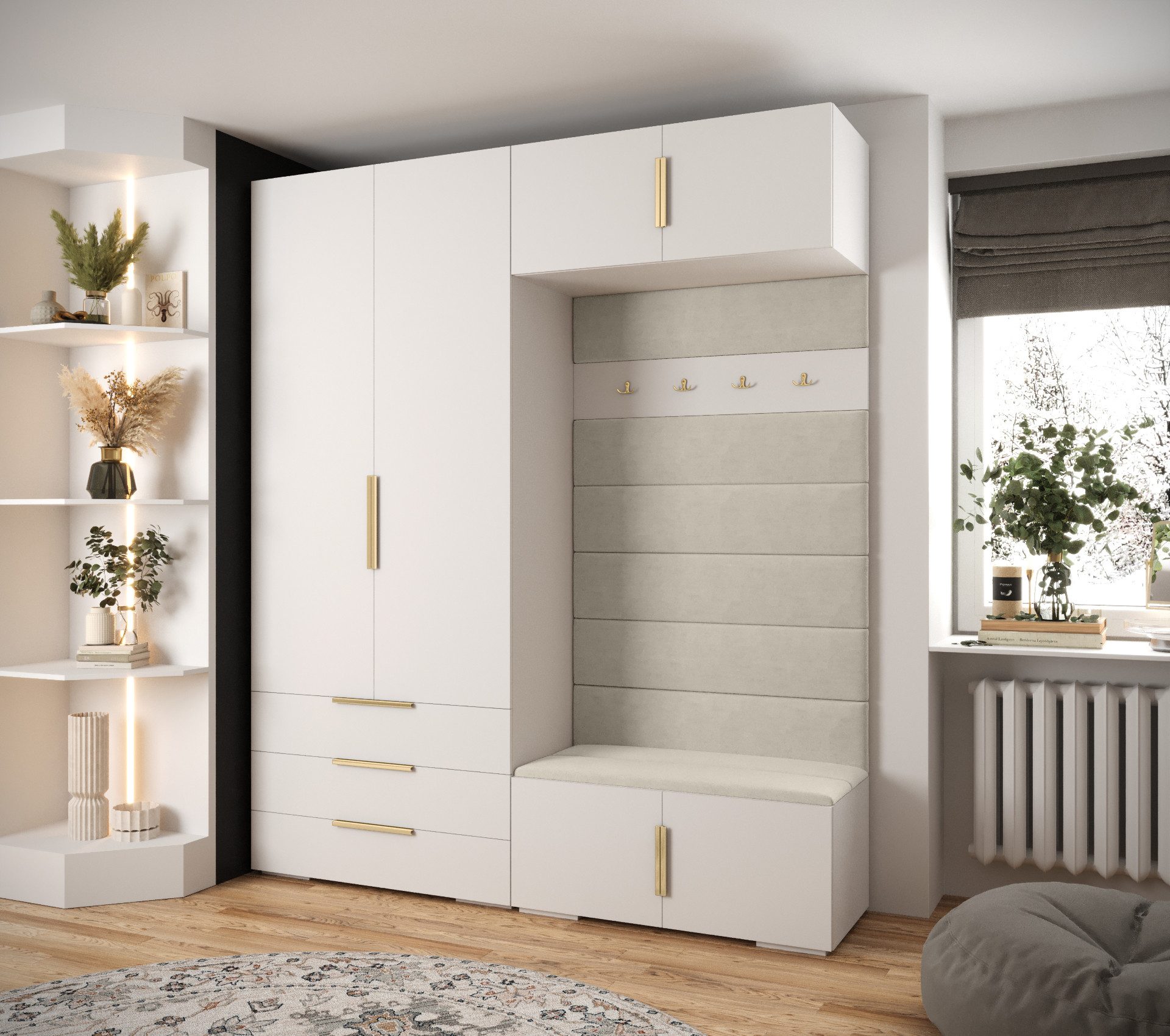 ABIKS MÖBEL Kompaktgarderobe INOVA 1 SATZ 12 Möbelset, Garderobe mit Kleiderstange und Regalen