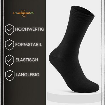 sockenkauf24 Komfortsocken 10 Paar Herren Socken "Premium" Business Socken ohne Gummibund & ohne Naht Baumwolle Komfortbund in edler Box