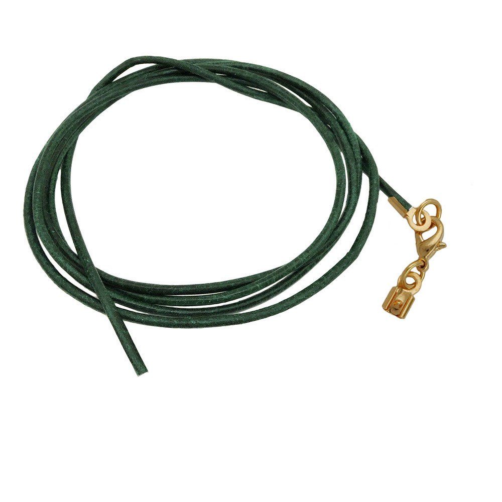 unbespielt Lederband Lederband Kette Collier Halskette grün gefärbt Karabinerverschluss Goldfarben 1m Lang Kürzbar, Modeschmuck für Damen und Herren