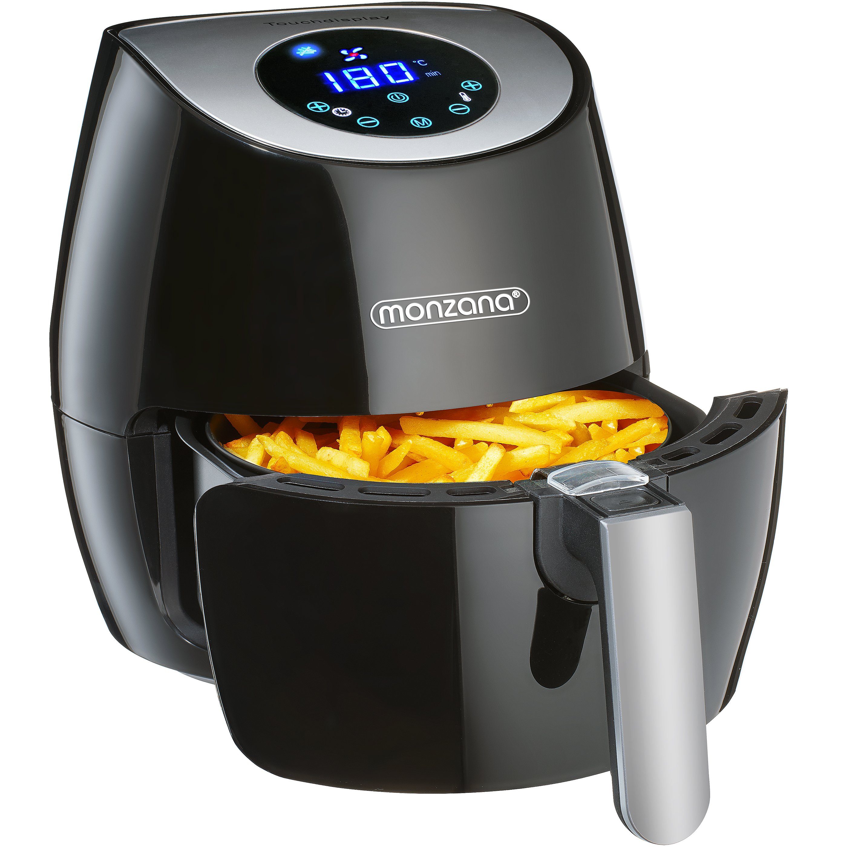 monzana Heißluftfritteuse, W, 6 Programme Touch LED Digitales 3,6L Display 1350 Schwarz