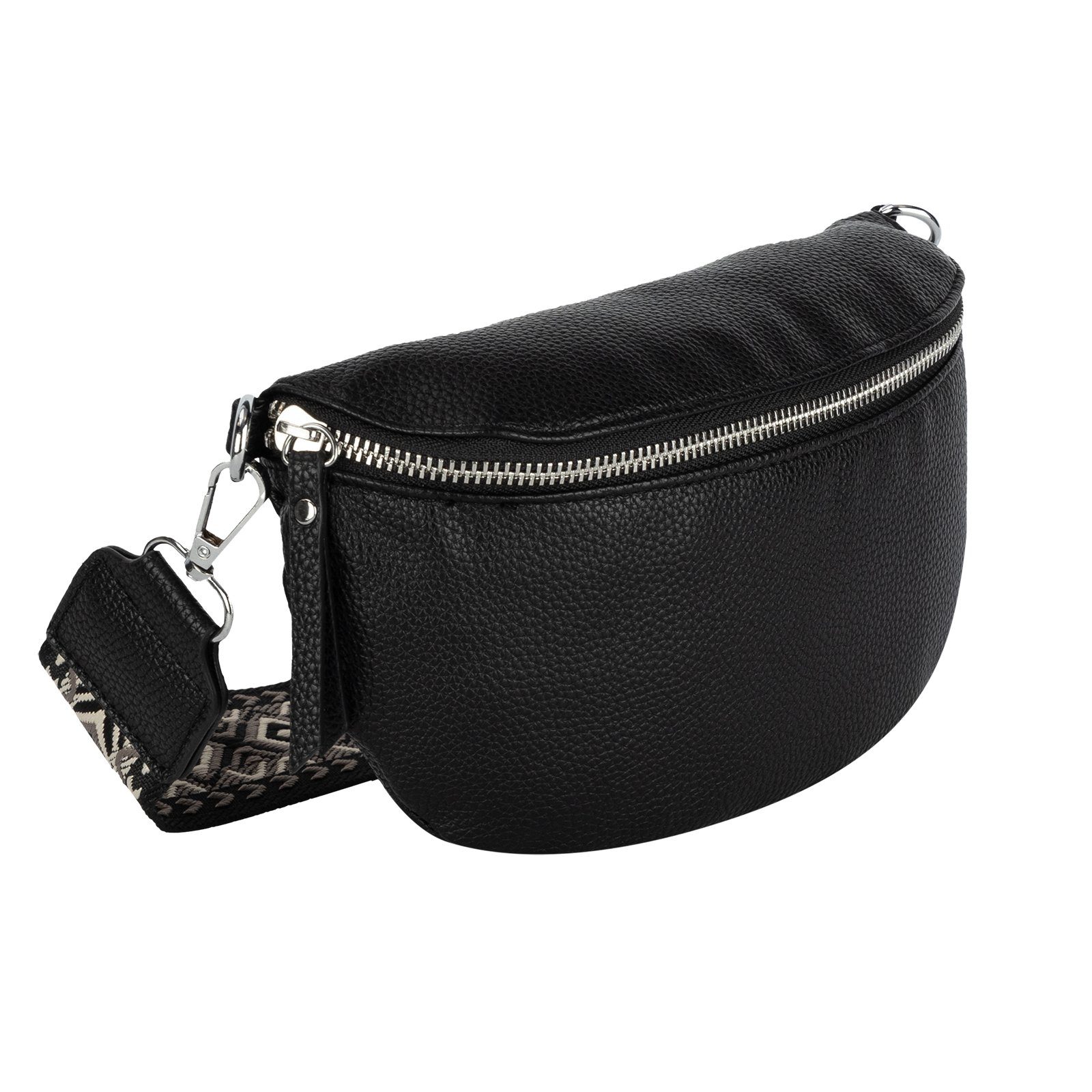 BLACK tragbar Kunstleder Gürteltasche Crossbody-Bag EAAKIE Schultertasche, als Bauchtasche Umhängetasche CrossOver, Hüfttasche Umhängetasche Italy-De,