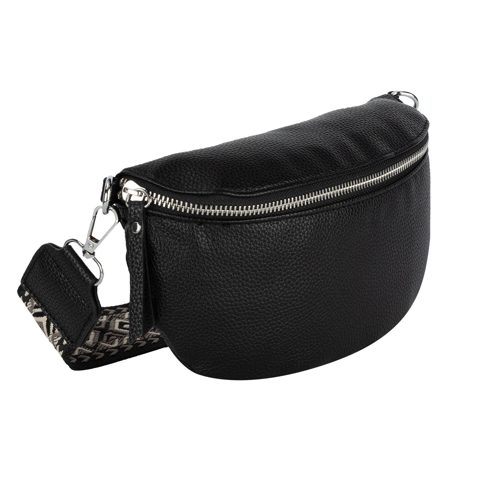 Umhängetasche Italy-De, Crossbody-Bag BLACK tragbar Kunstleder Umhängetasche Hüfttasche Schultertasche, CrossOver, Gürteltasche Bauchtasche als EAAKIE