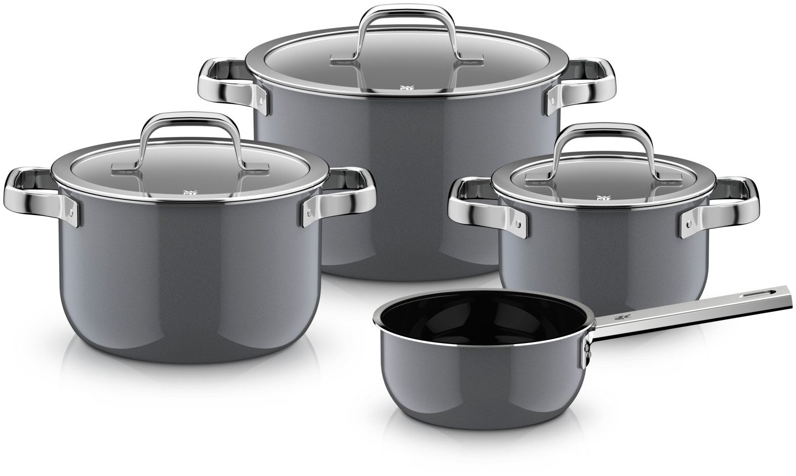 WMF Topf-Set Fusiontec Mineral Pro, Topf-Set, 4-teilig, Platinum, Fusiontec (kratzfestes Material, 4-tlg., für alle Herdarten geeignet), Made in Germany