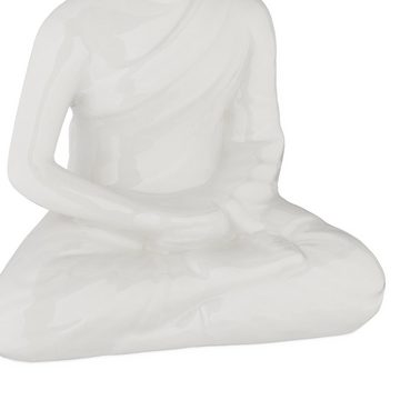 relaxdays Buddhafigur Weiße Buddha Figur 17 cm