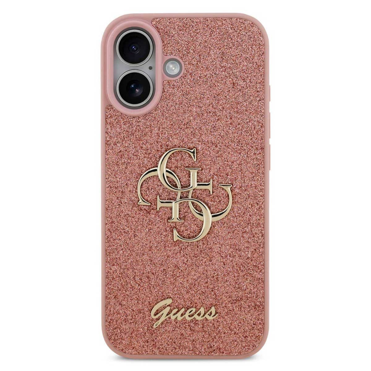 Guess Backcover Guess 4G Metal Logo Back Cover mit Glitter Apple iPhone 17 - Rosa – Bild 2 von 4
