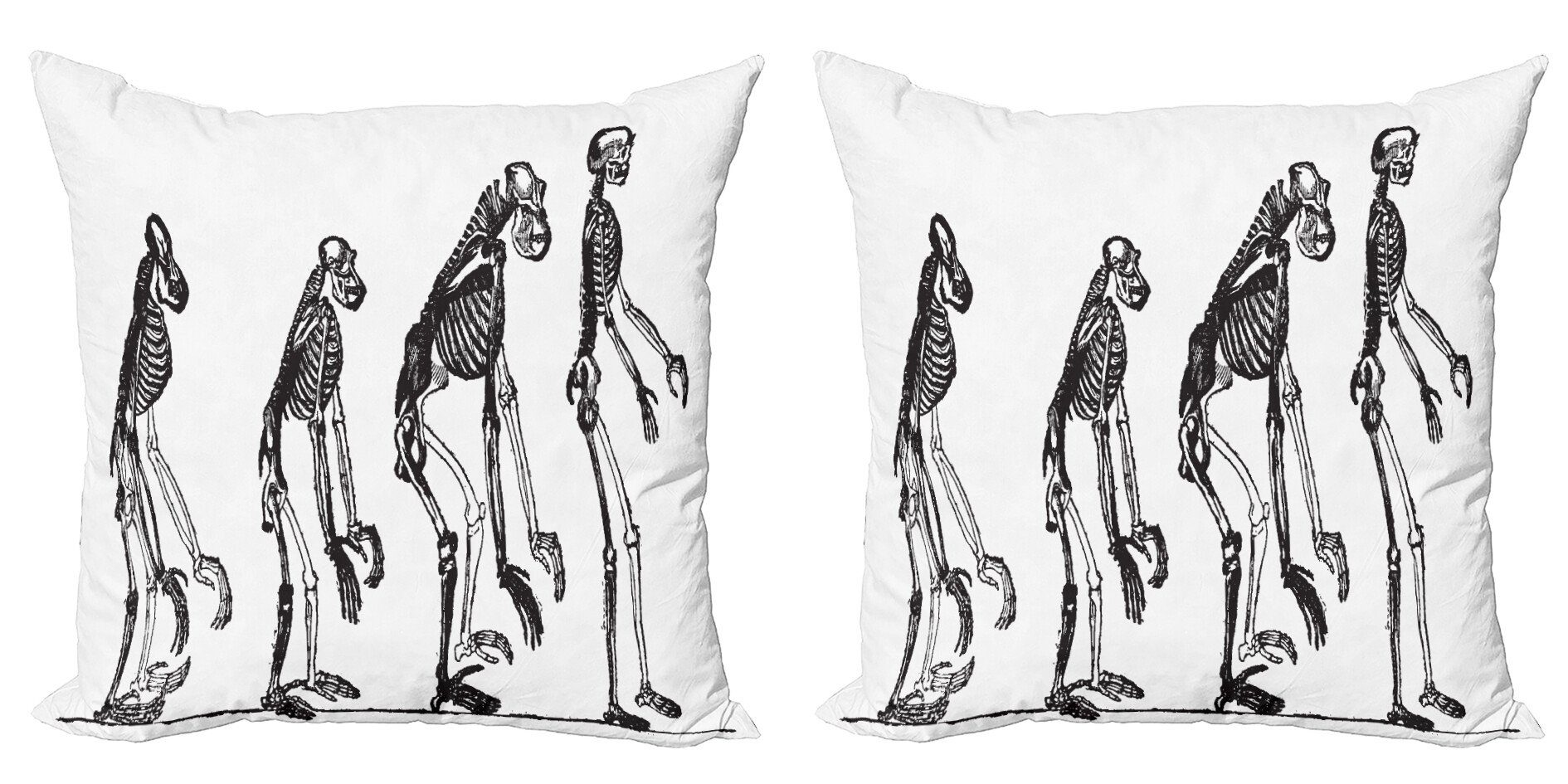 Kissenbezüge Modern Accent Doppelseitiger Digitaldruck, Abakuhaus (2 Stück), Skelett Evolution Theme Affen zum Menschen
