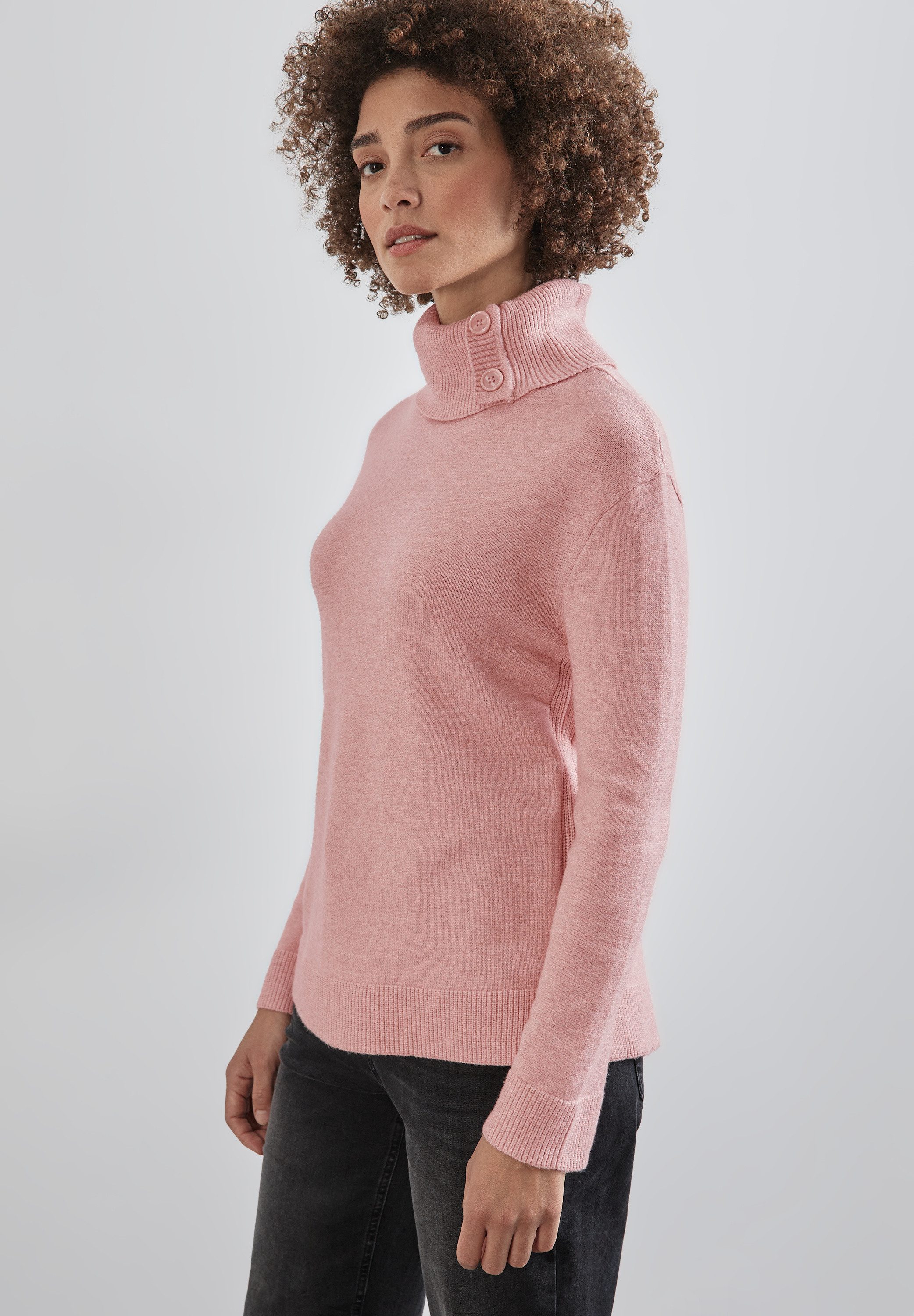 STREET ONE Strickpullover Kragen mit Knopfdetail günstig online kaufen