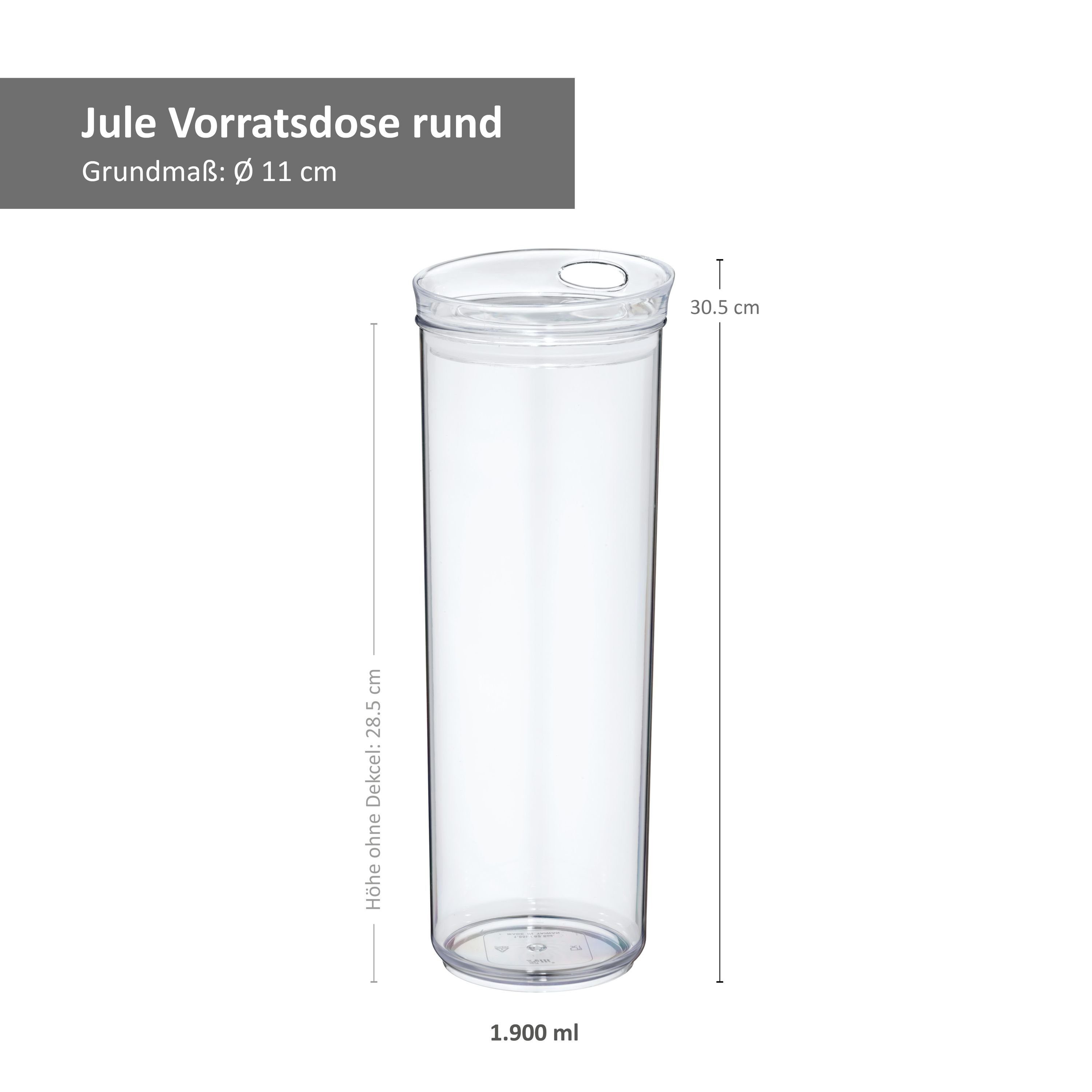 Vorratsglas klar Deckel Vorrats-Dose Jule 1.9L rund, Kunststoff-Behälter Kela Glas kela +