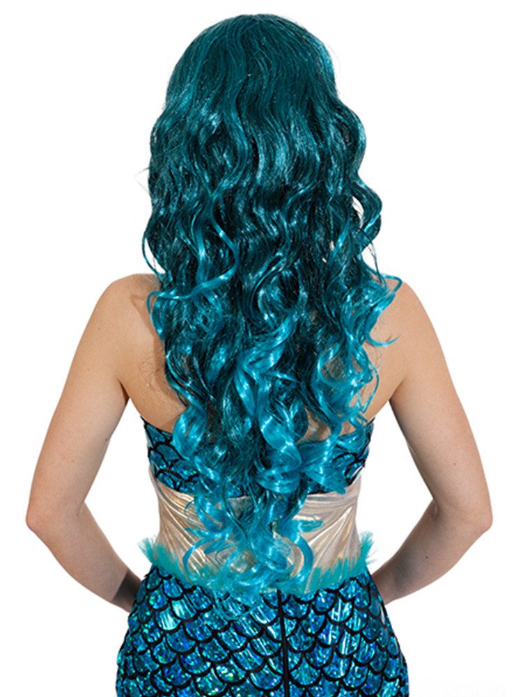 Orlob Kunsthaarperücke Perücke Meerjungfrau Langhaar gelockt türkis