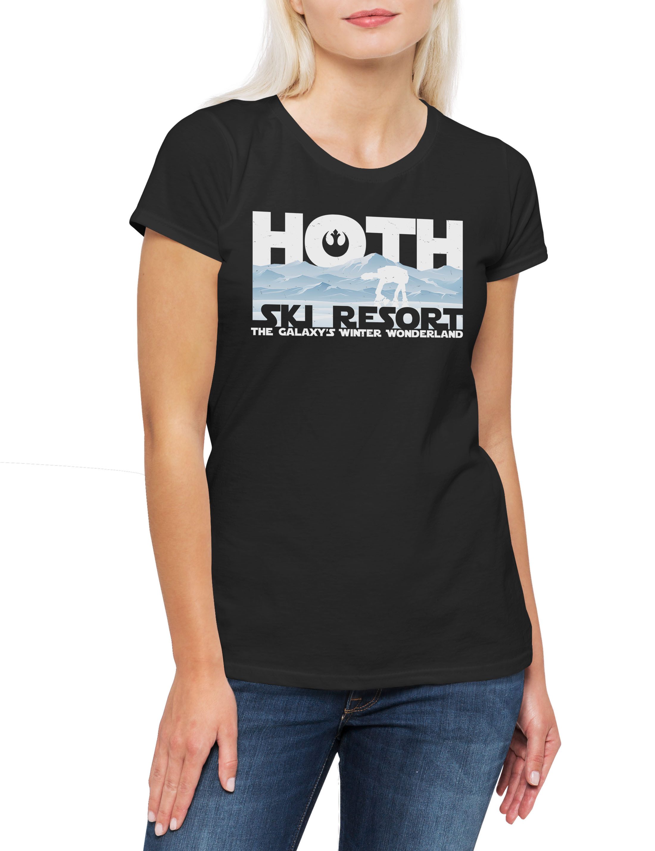 Print-Shirt Hoth Ski Resort Damen T-Shirt Rebel Star Movie Sterne Tatooine Krieg