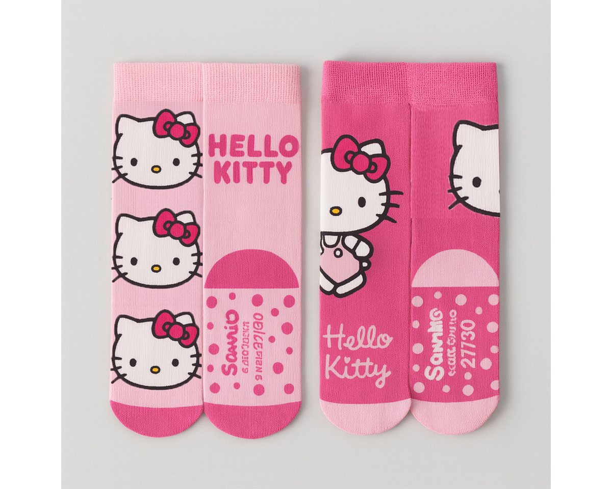 Cerda Socken Hello Kitty 2-Paar Anti-Rutsch-Socken – Weiche Strümpfe für Kinder