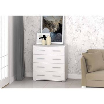 MOEBLO Kommode IRYS MINI 02 4S (Weiß, mit Schubladen Sideboard Wohnzimmer Kommode Schlafzimmer), (B x H x T): 90x95x45 cm
