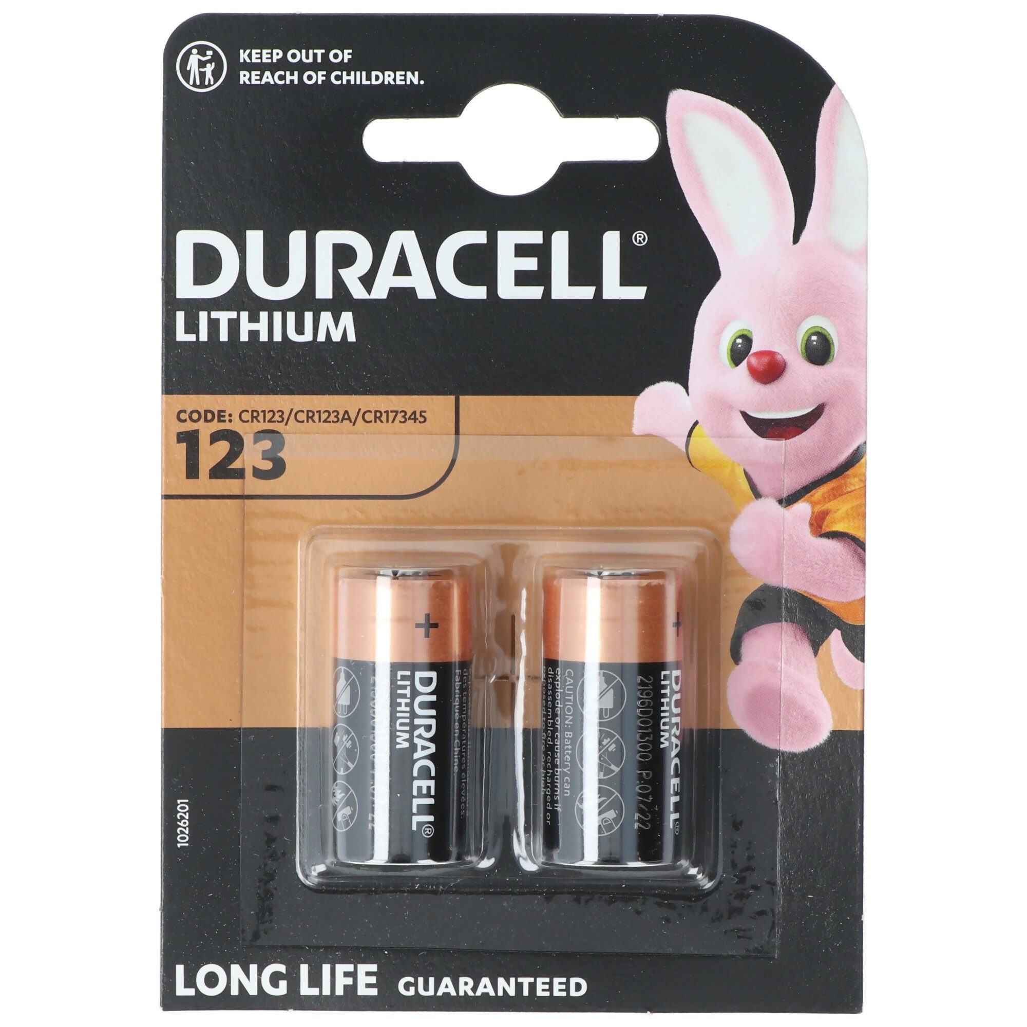 Duracell Duracell Photobatterie CR123A Ultra Lithium 3 Volt mit 1400mAh im 2er Fotobatterie, (3,0 V)