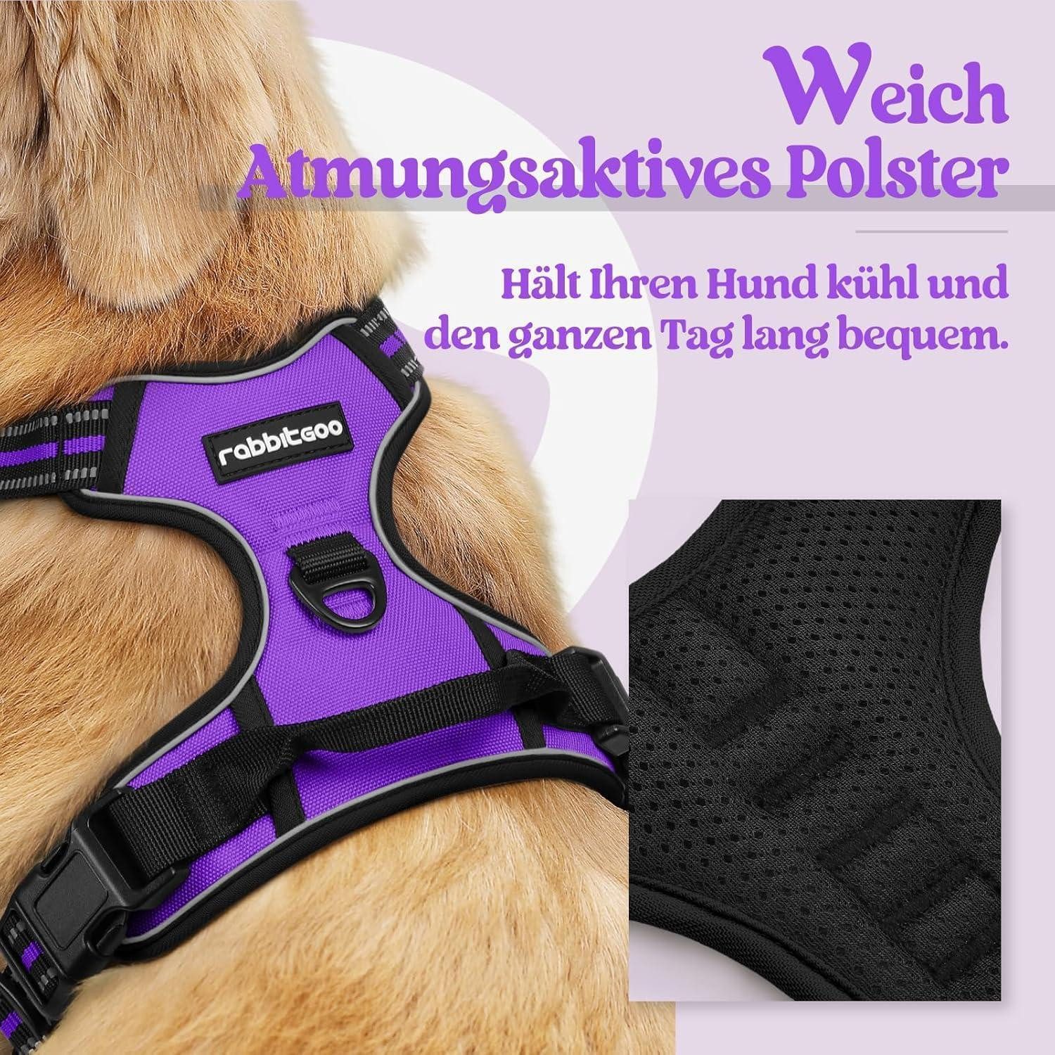 LuxusKollektion Hunde-Sicherheitsgeschirr Hundegeschirr Verstellbar No Pull Reflexstreifen Lila M (1er Pack)