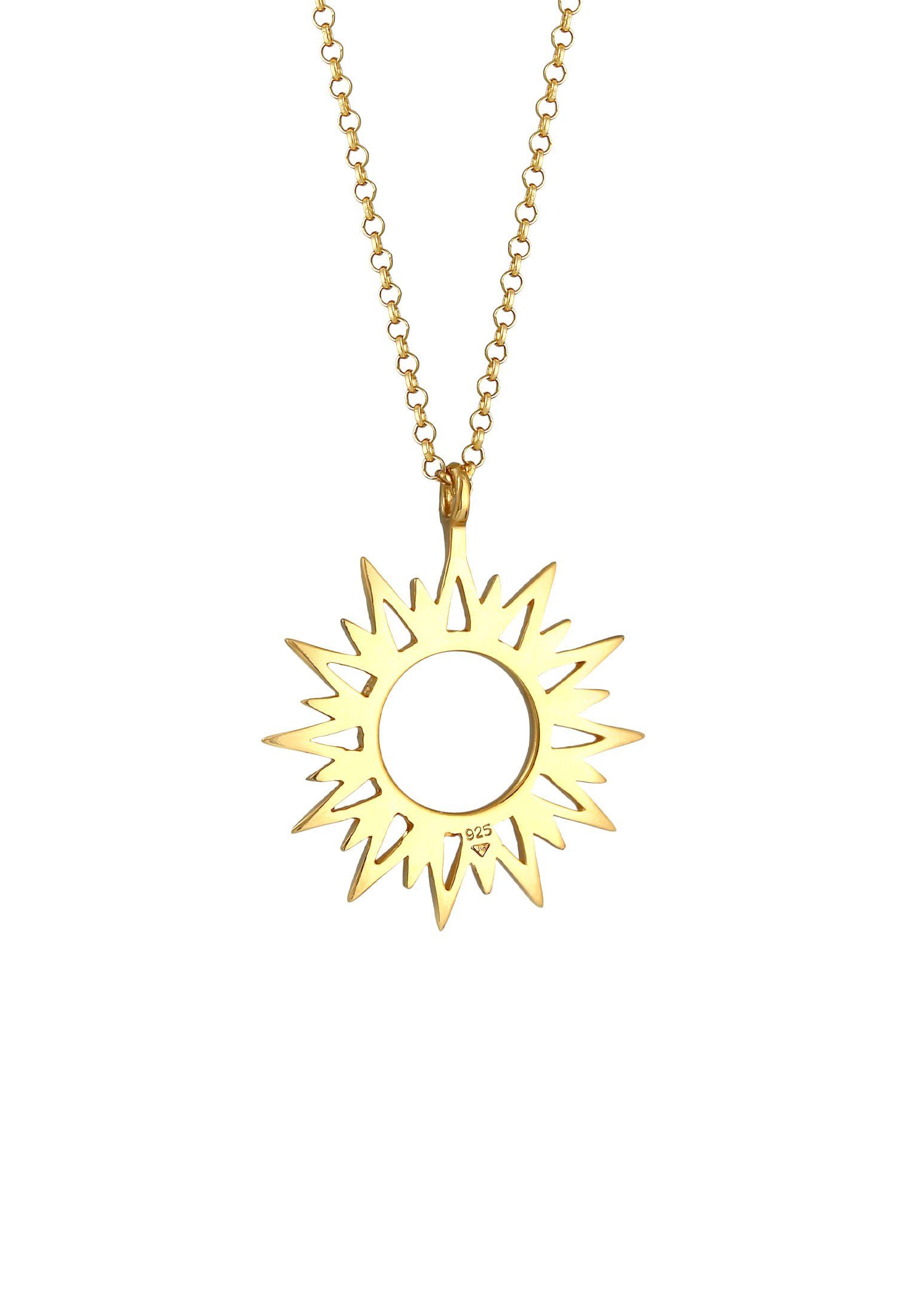 mit Gold Astro 925 Symbol Silber Kette Sonne Elli Anhänger Strahlen Sun
