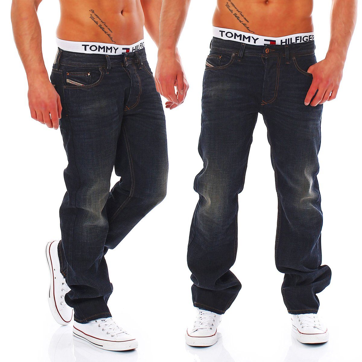 Diesel Gerade Jeans Used-Look, Herren Larkee L32 Dezenter Größe: 0835H Jeans Diesel W28